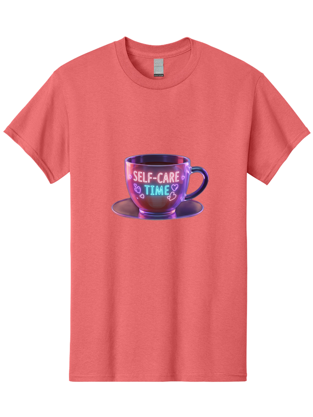 Self-Care-Time-5 Men'S Graphic Tee, 100% Cotton, Comfortable Casual Summer Wear, Machine Washable, Self-Care Time, Teacup, Relaxation, Mindfulness, Wellness, Calmness, Heart Shapes, Soothing Colors, Peaceful Moment, Serene Atmosphere, Bae086