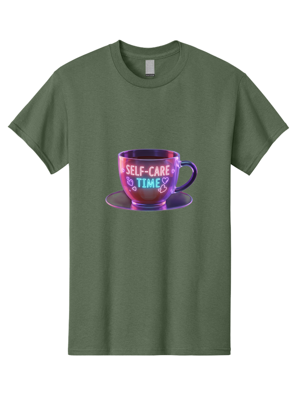 Self-Care-Time-5 Men'S Graphic Tee, 100% Cotton, Comfortable Casual Summer Wear, Machine Washable, Self-Care Time, Teacup, Relaxation, Mindfulness, Wellness, Calmness, Heart Shapes, Soothing Colors, Peaceful Moment, Serene Atmosphere, Bae086