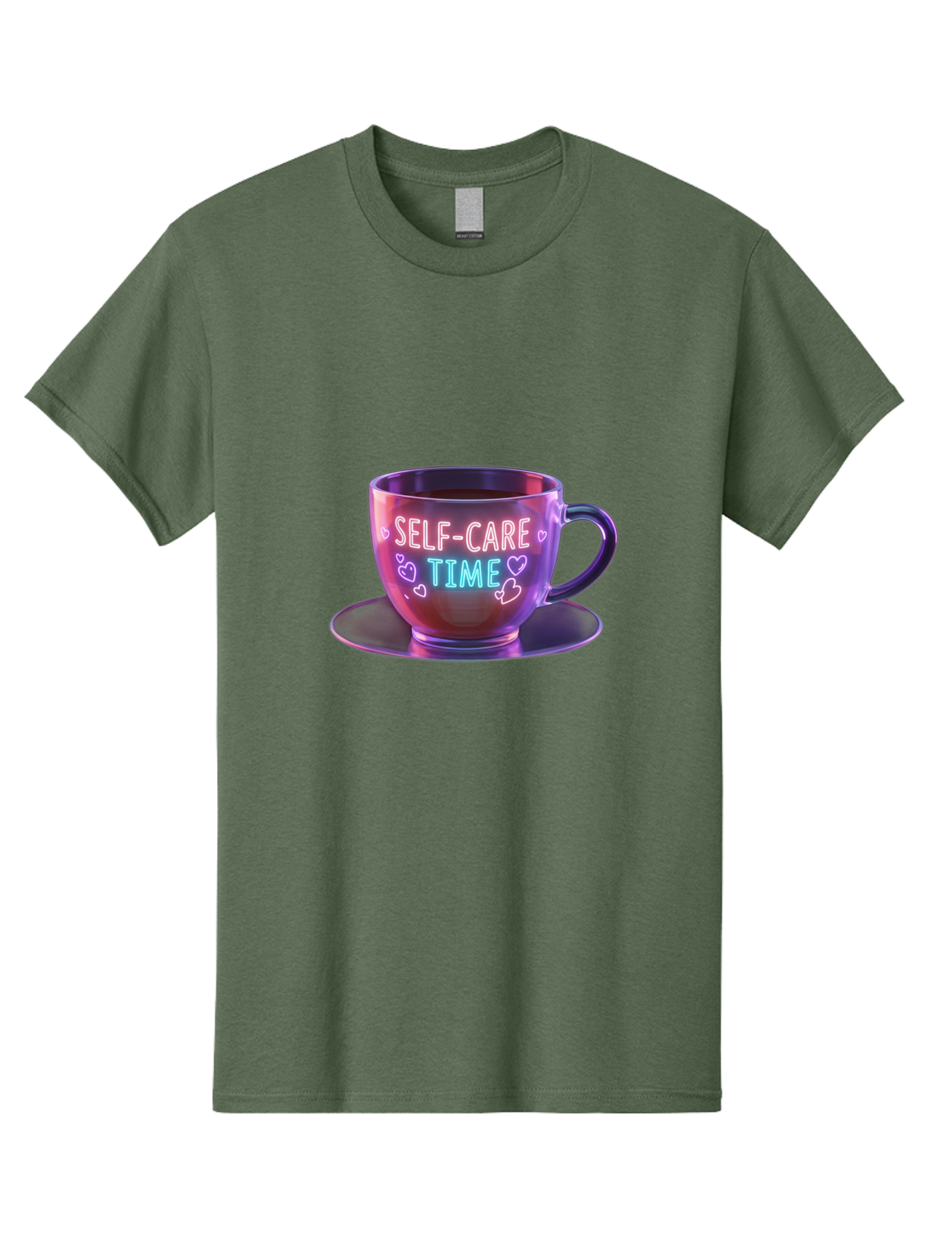 Self-Care-Time-5 Men'S Graphic Tee, 100% Cotton, Comfortable Casual Summer Wear, Machine Washable, Self-Care Time, Teacup, Relaxation, Mindfulness, Wellness, Calmness, Heart Shapes, Soothing Colors, Peaceful Moment, Serene Atmosphere, Bae086
