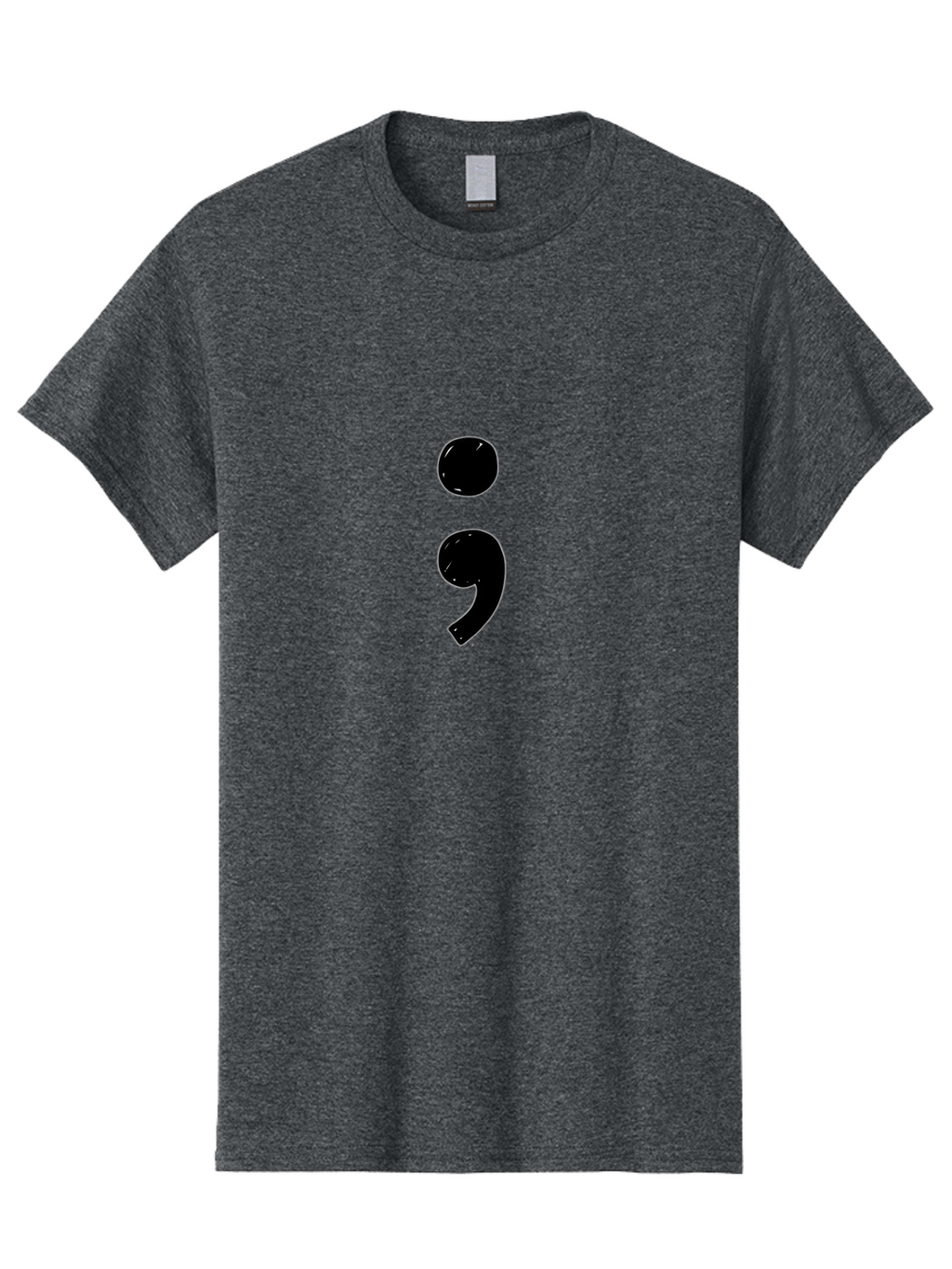 Semicolon-3 Men'S Graphic Tee, 100% Cotton, Comfortable Casual Summer Wear, Machine Washable, Semicolon Symbol, Punctuation Mark, Grammar, Writing, Literature, Black Semicolon, Typography, Language, Symbolism Bae091
