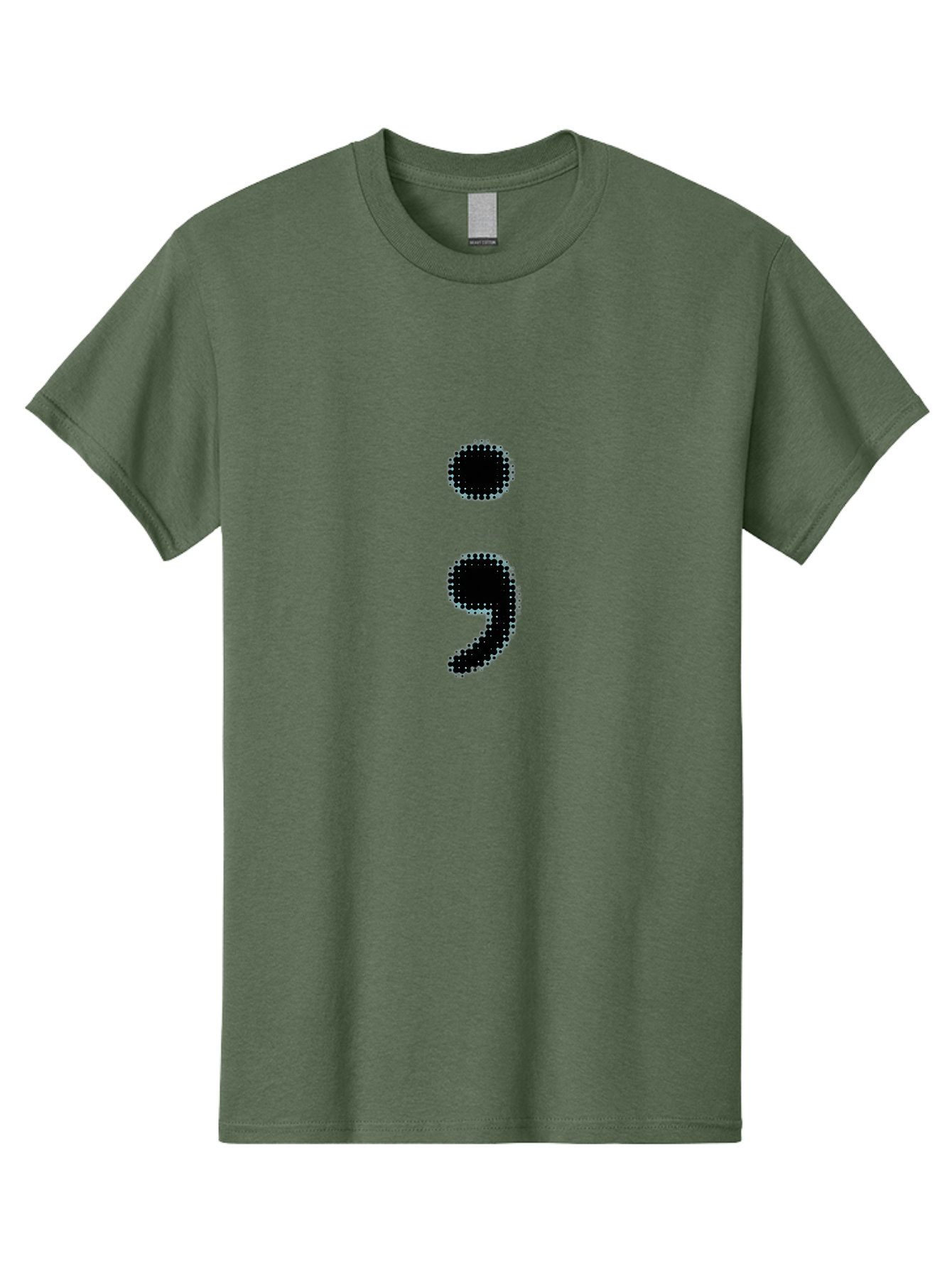 Semicolon-4 Men'S Graphic Tee, 100% Cotton, Comfortable Casual Summer Wear, Machine Washable, Semicolon Punctuation Mark, Pixelated Design, Halftone Effect, Bold Typography, Modern Graphics, Punctuation Symbol Bae092