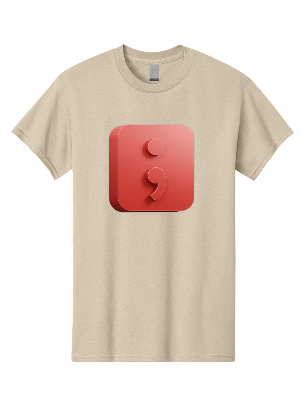 Semicolon-5 Men'S Graphic Tee, 100% Cotton, Comfortable Casual Summer Wear, Machine Washable, Semicolon Punctuation Mark, Red Icon, 3D Design, Symbol, Grammar, Writing, Language, Punctuation Symbol, Typography Bae093