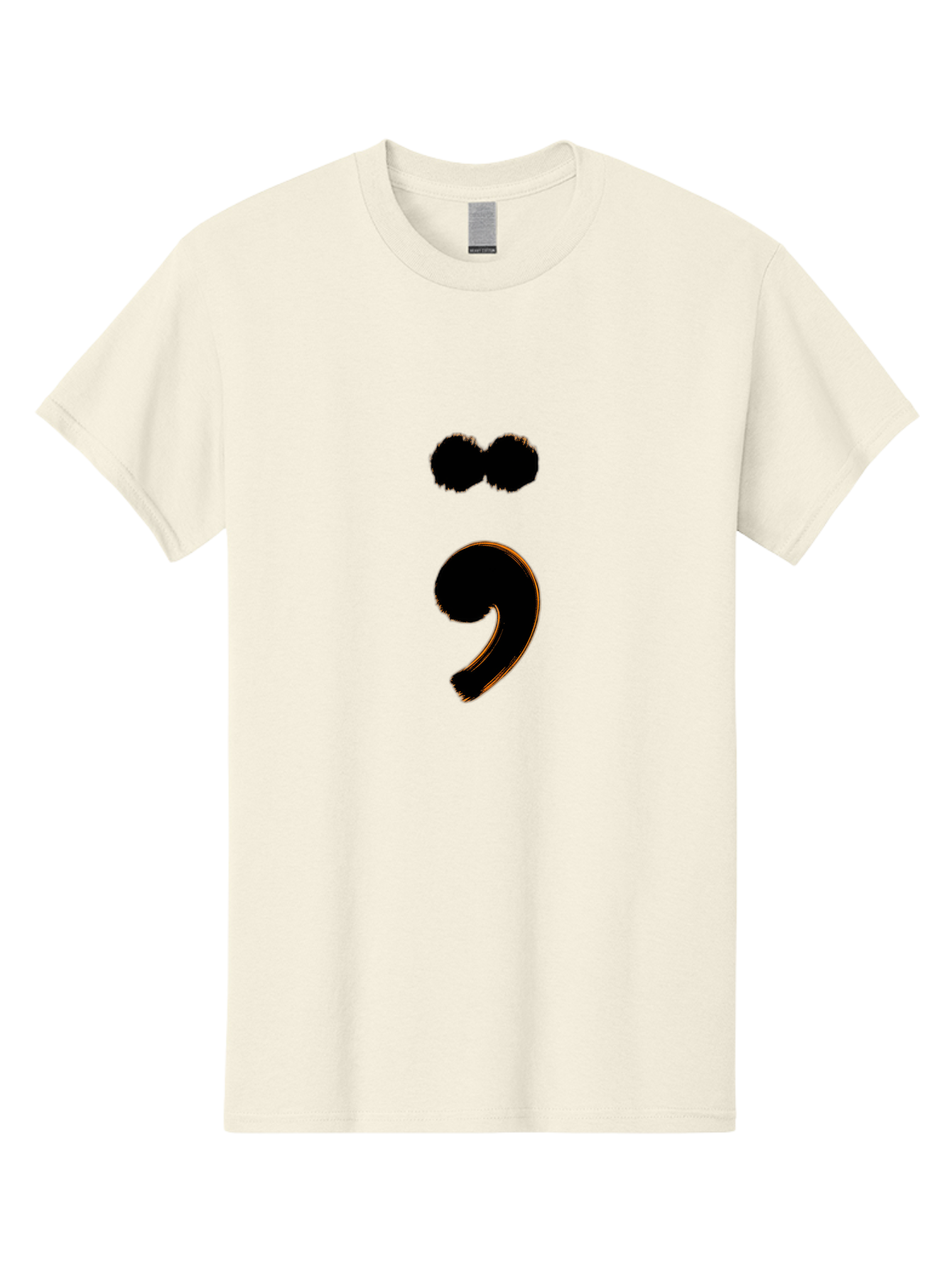 Semicolon-Eyes Men'S Graphic Tee, 100% Cotton, Comfortable Casual Summer Wear, Machine Washable, Semicolon Symbol, Punctuation Mark, Grammatical Sign, Typography, Black Semicolon, Emotional Symbol, Mental Health Awareness Bae095