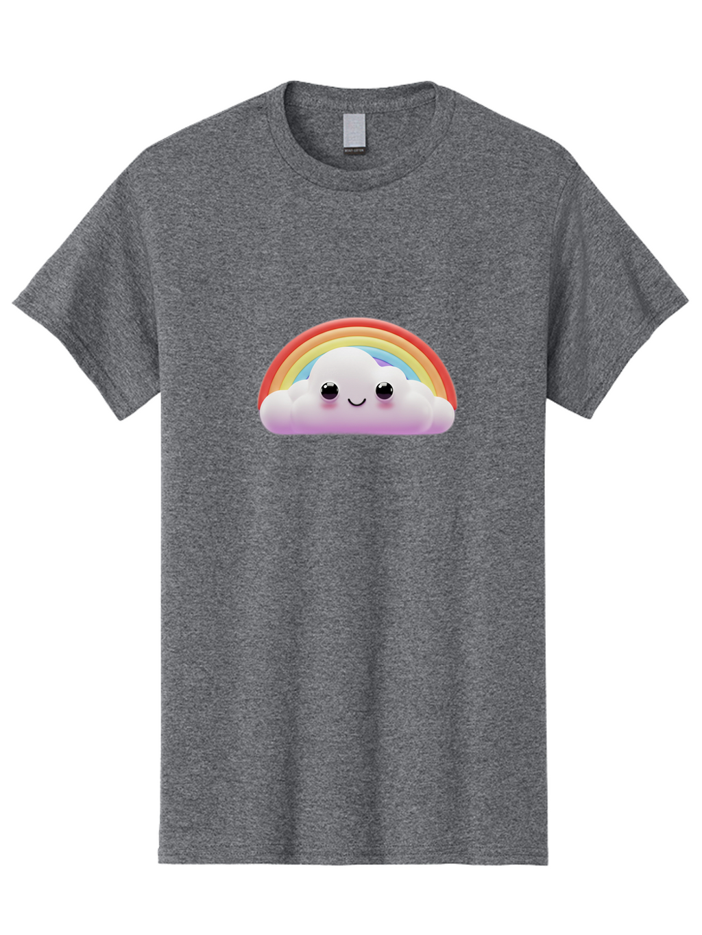 Smiling-Cloud-Rainbow Men'S Graphic Tee, 100% Cotton, Comfortable Casual Summer Wear, Machine Washable, Happy Cloud, Rainbow Colors, Vibrant Illustration, Cute Character, Cartoon Style, Smiling Face, Colorful Graphics, Joyful Atmosphere, Bae102