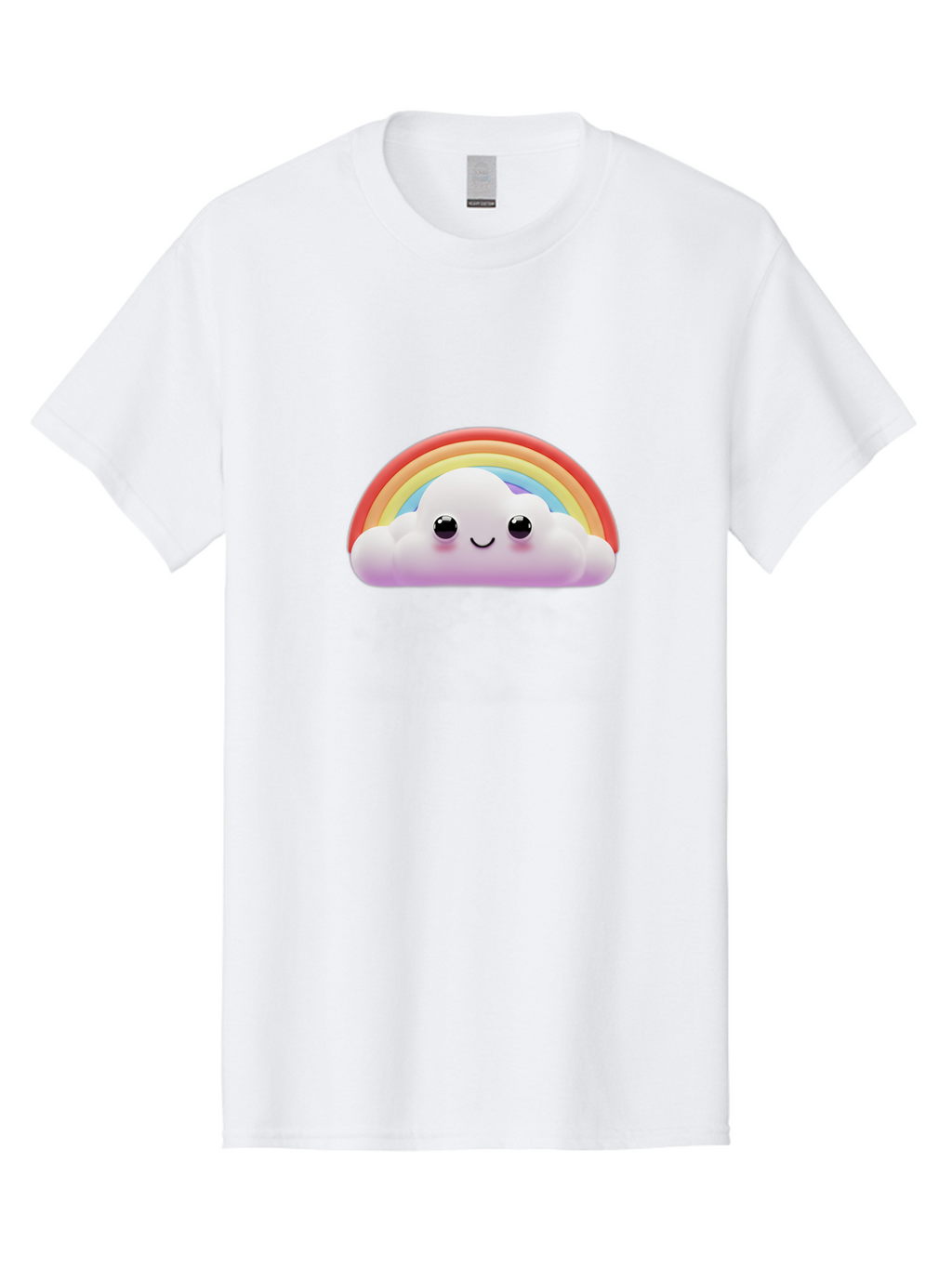 Smiling-Cloud-Rainbow Men'S Graphic Tee, 100% Cotton, Comfortable Casual Summer Wear, Machine Washable, Happy Cloud, Rainbow Colors, Vibrant Illustration, Cute Character, Cartoon Style, Smiling Face, Colorful Graphics, Joyful Atmosphere, Bae102