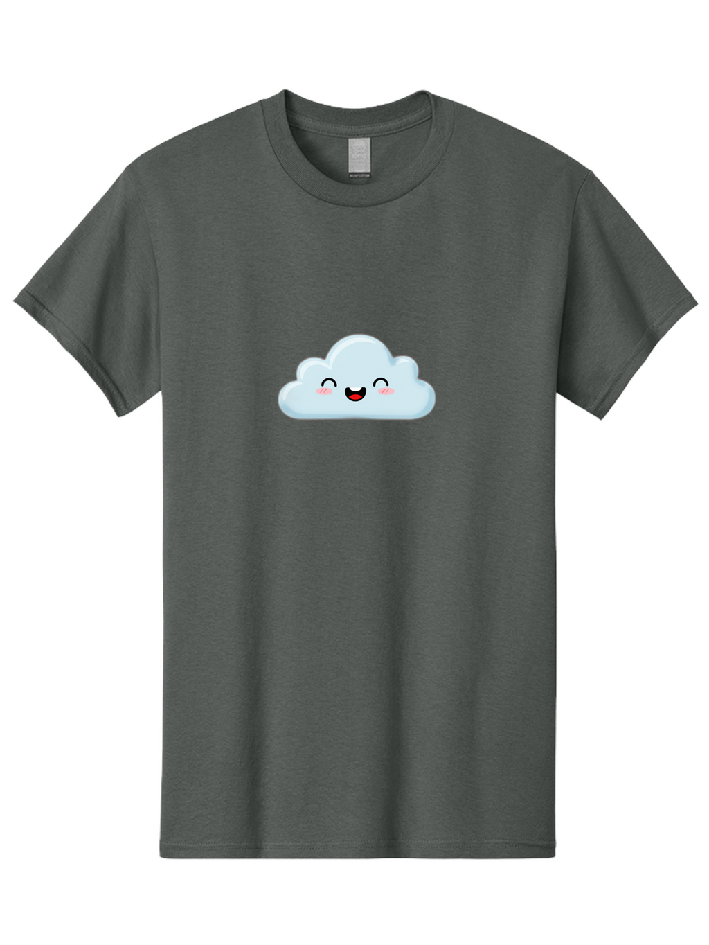 Smiling-Cloud Men'S Graphic Tee, 100% Cotton, Comfortable Casual Summer Wear, Machine Washable, Cute Cloud, Cartoon Cloud, Smiling Face, Happy Emotions, Rosy Cheeks, Cheerful Expression, Whimsical Character, Digital Illustration, Kawaii Cloud Bae103