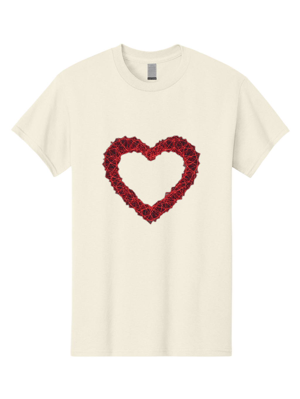 Wireframe-Heart Men'S Graphic Tee, 100% Cotton, Comfortable Casual Summer Wear, Machine Washable, Heart Shape, Red Geometric Pattern, Complex Network, Interconnected Lines, Symbolic Representation, Love, Valentines Day, Abstract Art, Bae109