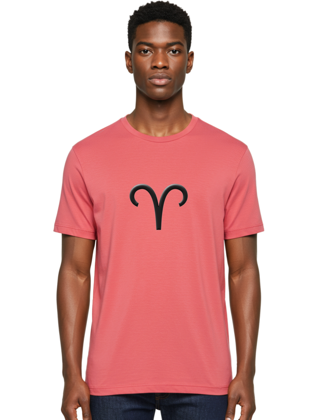 Aries-Symbol Men'S Graphic Tee, 100% Cotton, Comfortable Casual Summer Wear, Machine Washable, Aries Zodiac Sign, Astrological Symbol, Ram Horns, Horoscope, Astrology, Black Icon, Symbol Design, Mystical Sign Bae116