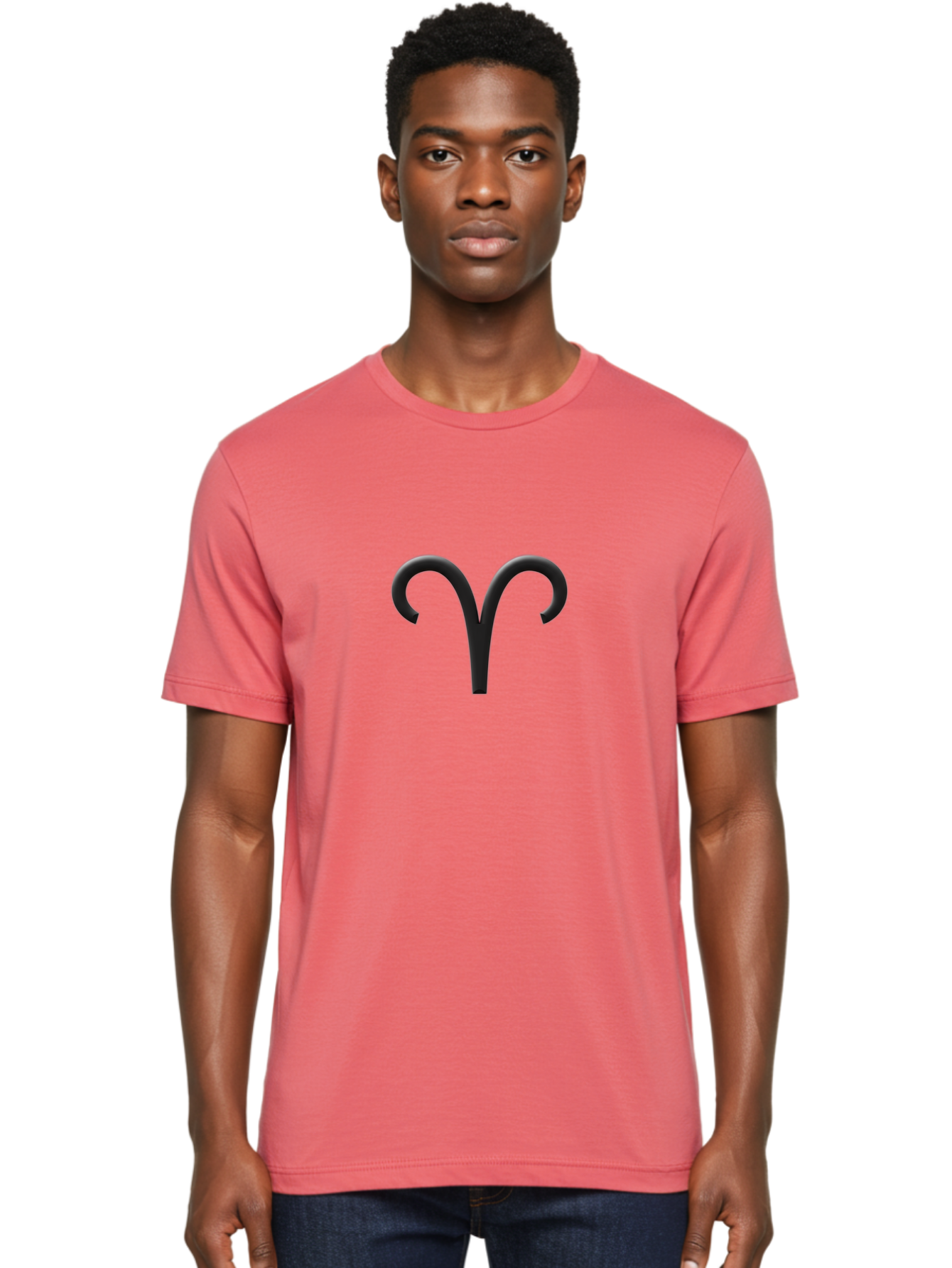 Aries-Symbol Men'S Graphic Tee, 100% Cotton, Comfortable Casual Summer Wear, Machine Washable, Aries Zodiac Sign, Astrological Symbol, Ram Horns, Horoscope, Astrology, Black Icon, Symbol Design, Mystical Sign Bae116