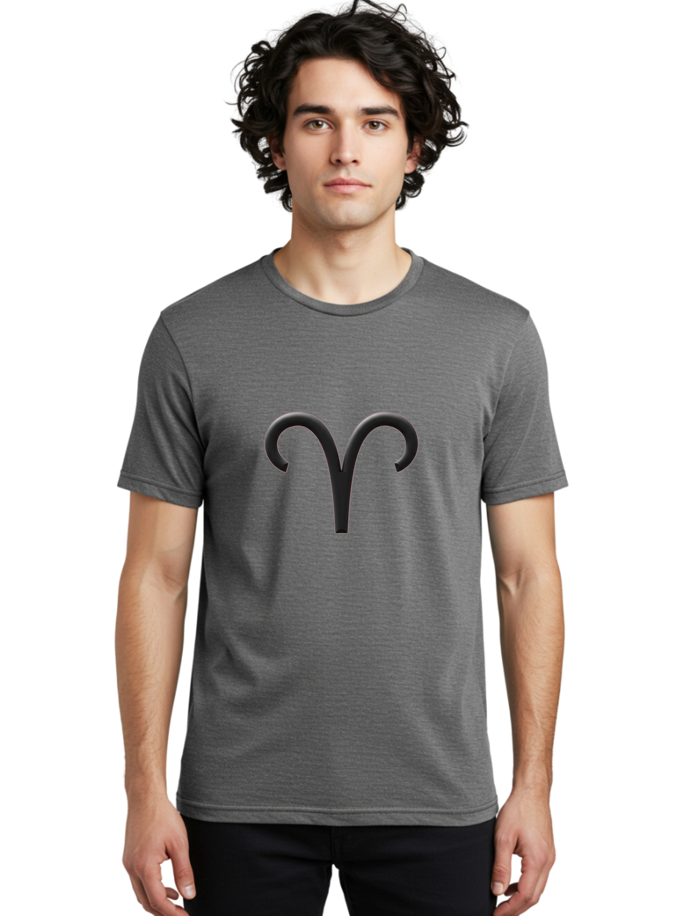 Aries-Symbol Men'S Graphic Tee, 100% Cotton, Comfortable Casual Summer Wear, Machine Washable, Aries Zodiac Sign, Astrological Symbol, Ram Horns, Horoscope, Astrology, Black Icon, Symbol Design, Mystical Sign Bae116