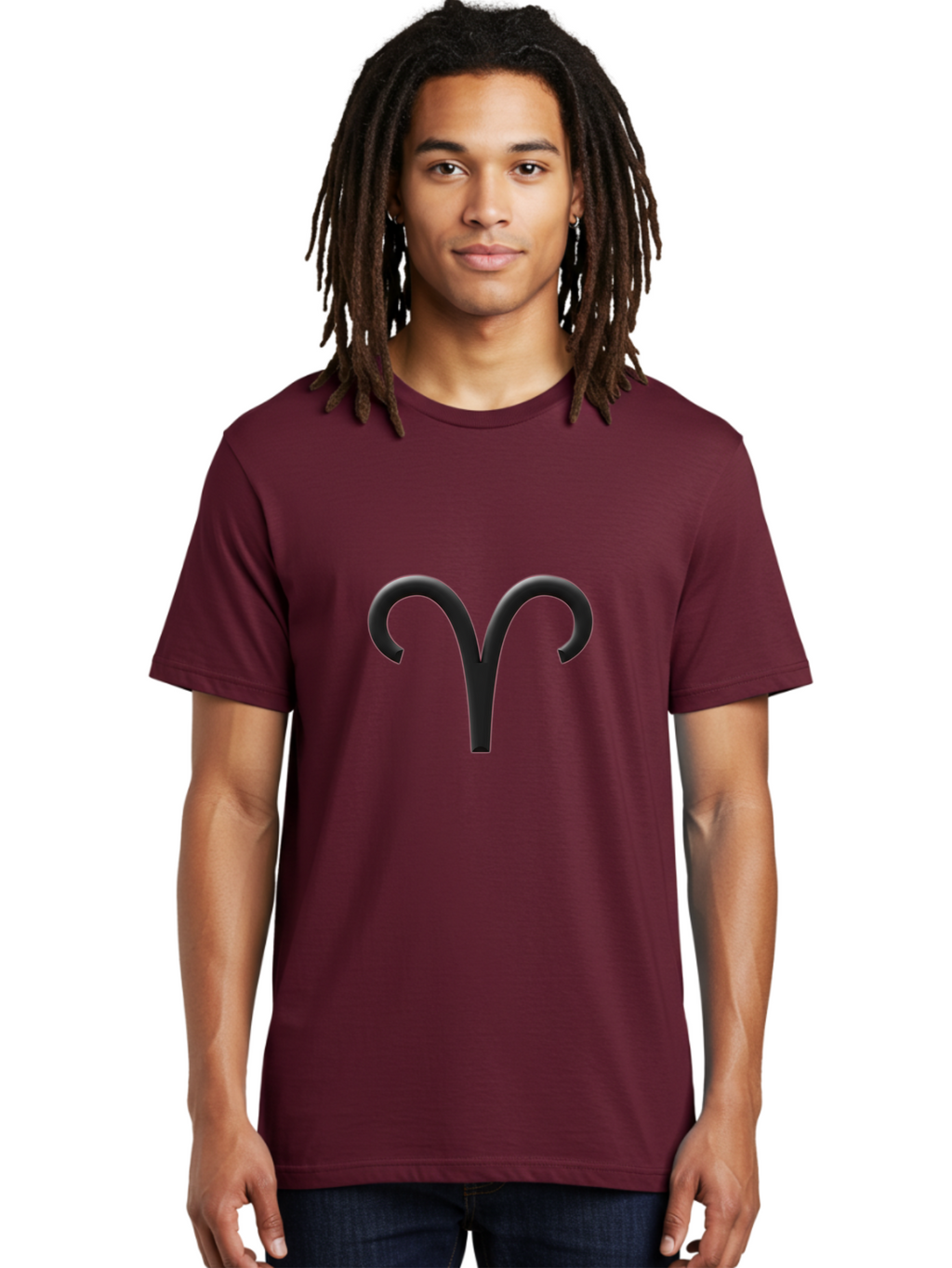 Aries-Symbol Men'S Graphic Tee, 100% Cotton, Comfortable Casual Summer Wear, Machine Washable, Aries Zodiac Sign, Astrological Symbol, Ram Horns, Horoscope, Astrology, Black Icon, Symbol Design, Mystical Sign Bae116