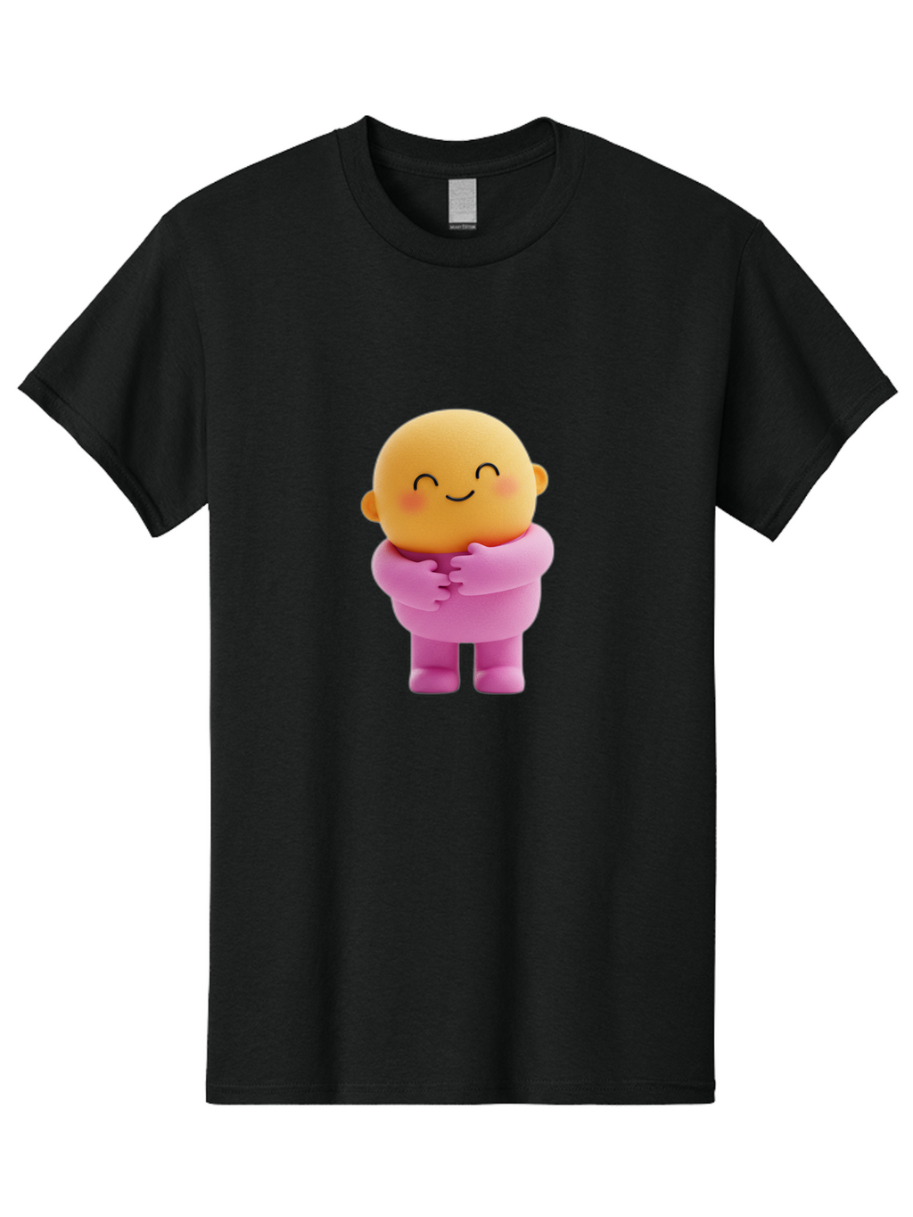 Baby-Figurine Men'S Graphic Tee, 100% Cotton, Comfortable Casual Summer Wear, Machine Washable, Cute Cartoon Character, Smiling Face, Pink Outfit, Hugging Self, Adorable Illustration, Kawaii Art, Lovable Persona, Childlike Charm Bae123