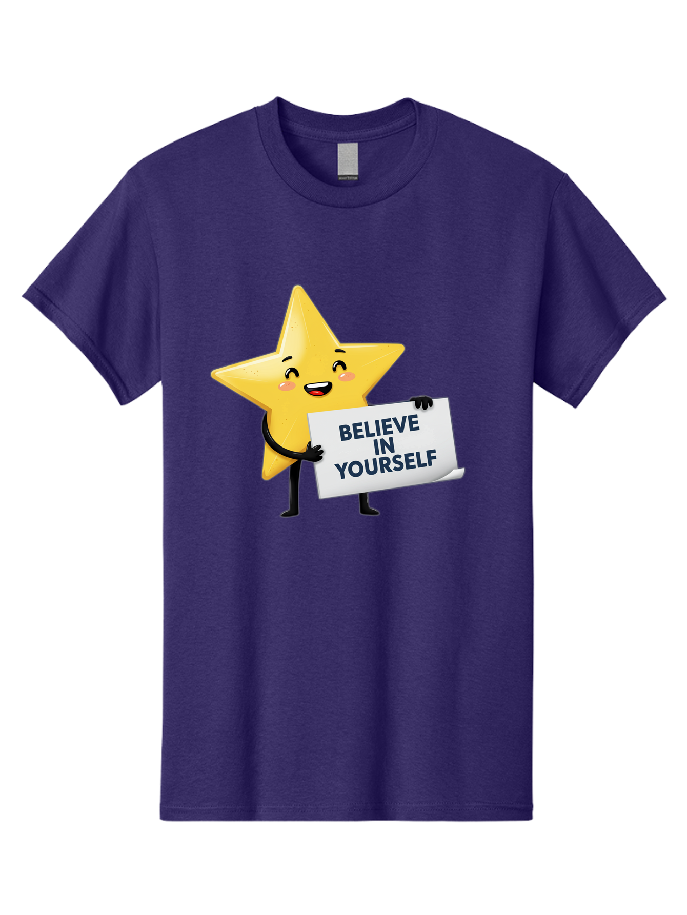 Believe-In-Yourself-9 Men'S Graphic Tee, 100% Cotton, Comfortable Casual Summer Wear, Machine Washable, Cartoon Star, Believe In Yourself, Motivational Quote, Inspirational Message, Positive Affirmation, Self-Confidence, Empowerment, Bae135