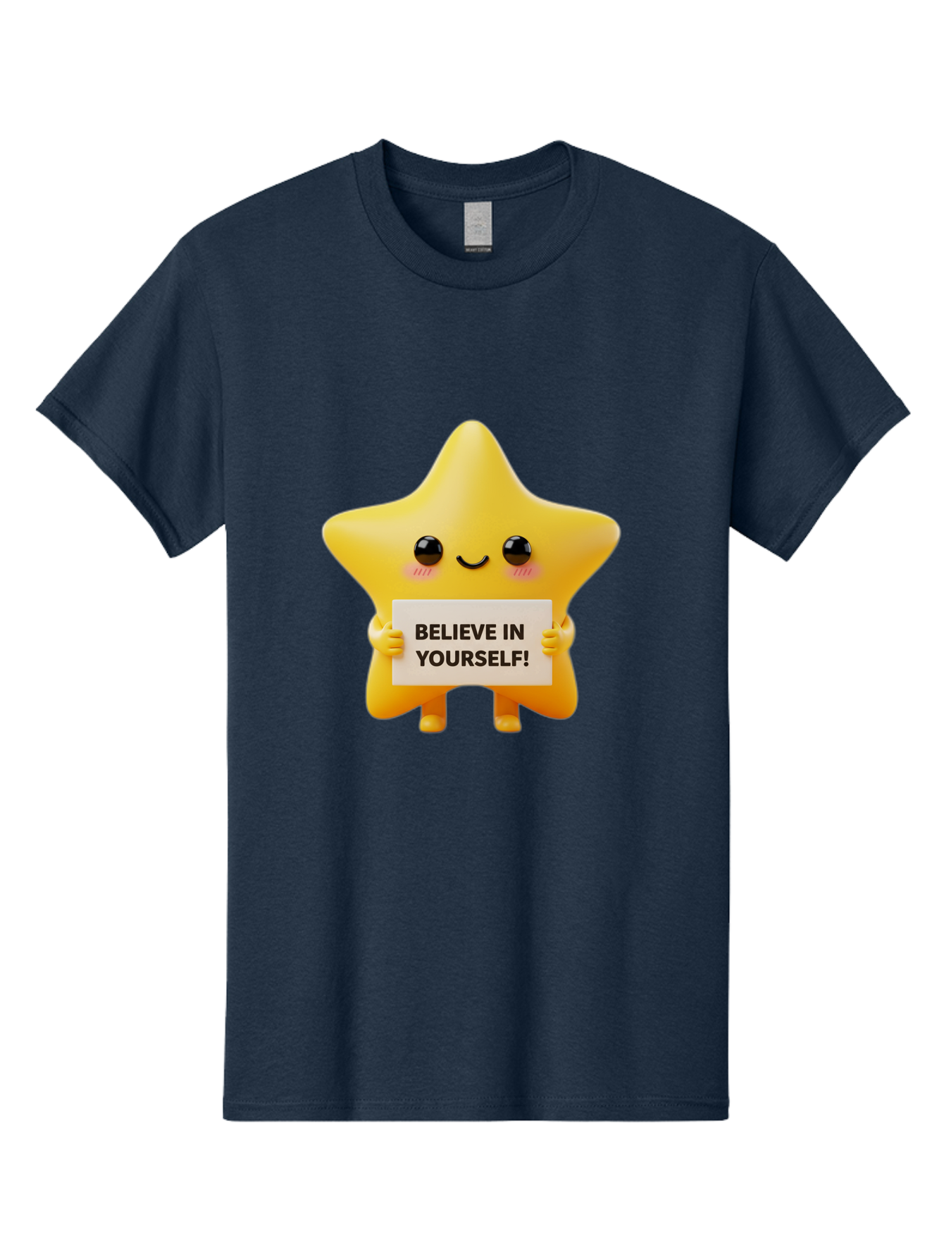 Believe-In-Yourself Men'S Graphic Tee, 100% Cotton, Comfortable Casual Summer Wear, Machine Washable, Cute Star Character, Positive Message, Motivational Quote, Believe In Yourself, Inspirational Graphic, Self-Confidence, Encouragement Bae136