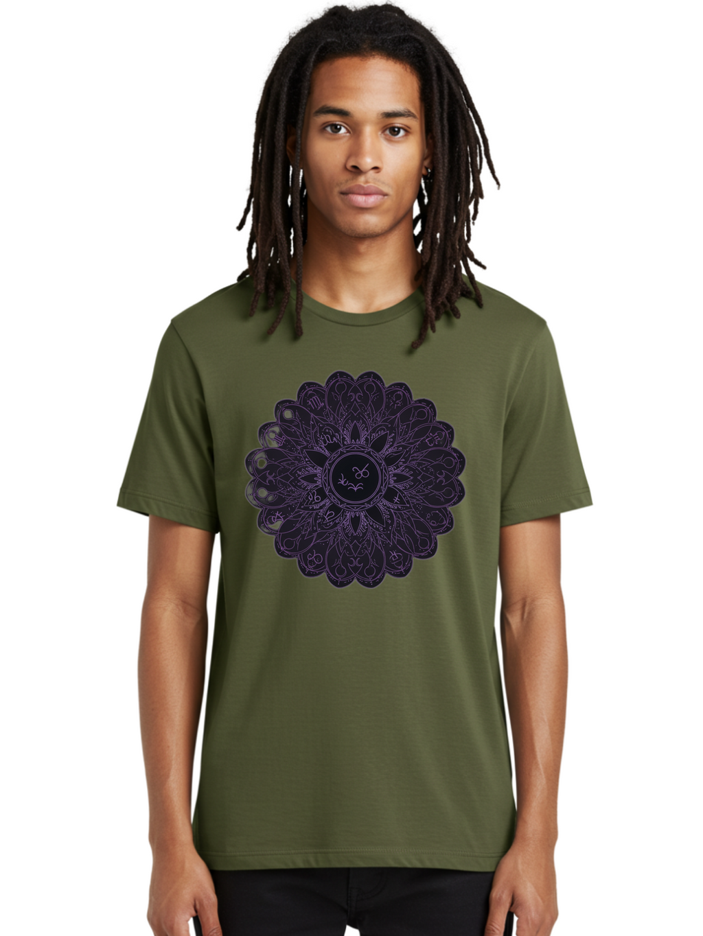 Cancer-Astrology-Symbol-Mandala Men'S Graphic Tee, 100% Cotton, Comfortable Casual Summer Wear, Machine Washable, Zodiac Mandala, Cancer Symbol, Intricate Design, Astrology Art, Mystical Patterns, Symbolic Representation, Cancer Horoscope Bae142