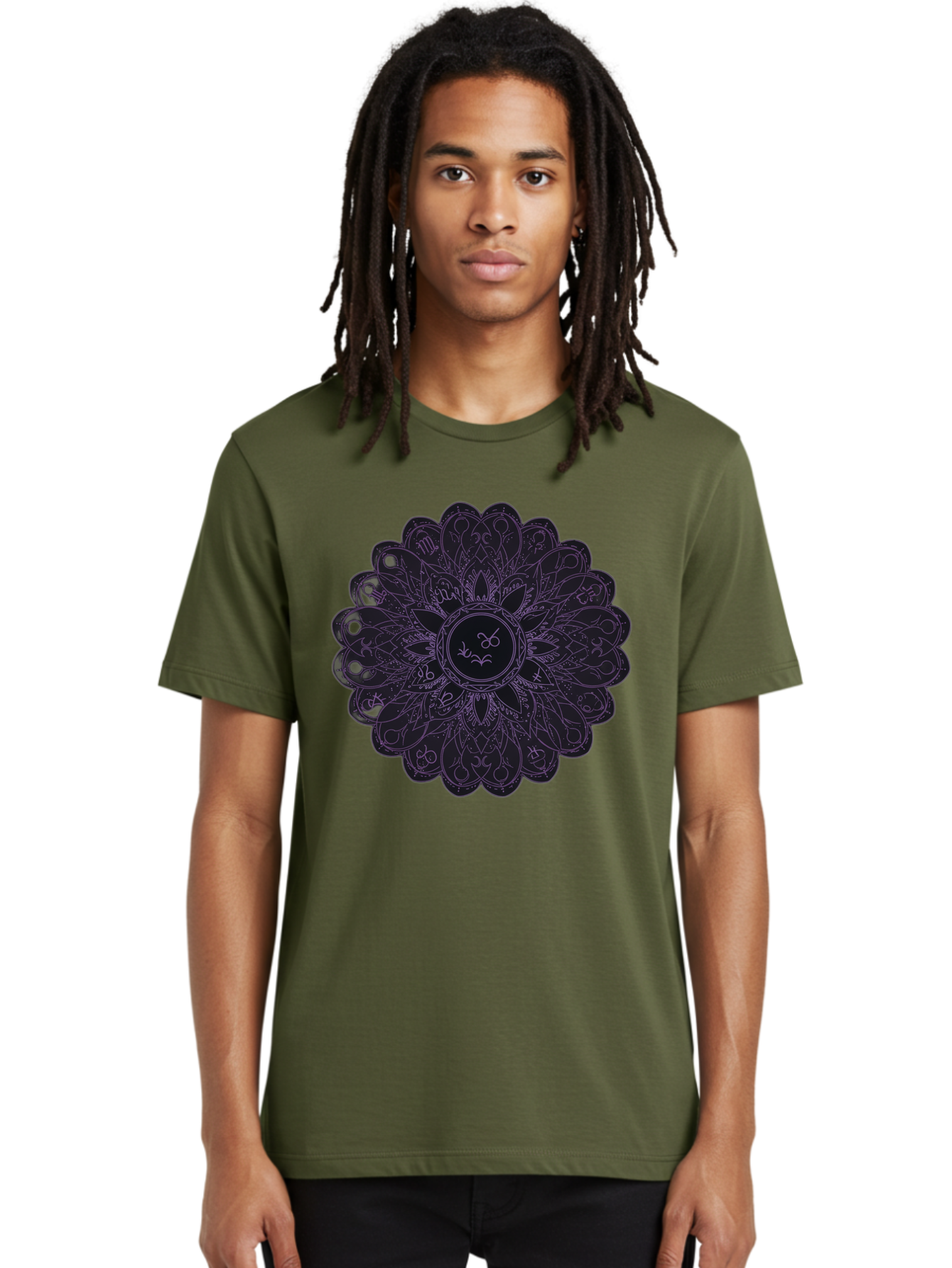 Cancer-Astrology-Symbol-Mandala Men'S Graphic Tee, 100% Cotton, Comfortable Casual Summer Wear, Machine Washable, Zodiac Mandala, Cancer Symbol, Intricate Design, Astrology Art, Mystical Patterns, Symbolic Representation, Cancer Horoscope Bae142
