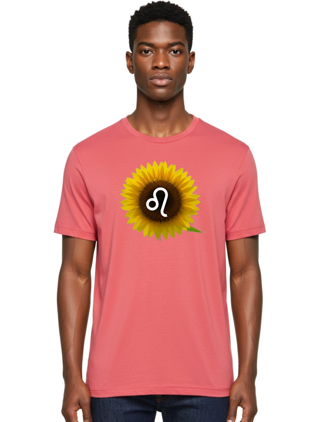 Cancer-Zodiac-Symbol-Sunflower Men'S Graphic Tee, 100% Cotton, Comfortable Casual Summer Wear, Machine Washable, Sunflower With Leo Zodiac Symbol, Astrology Sign, Horoscope, Floral Representation, Vibrant Yellow Petals, Symbolic Astrology, Bae143