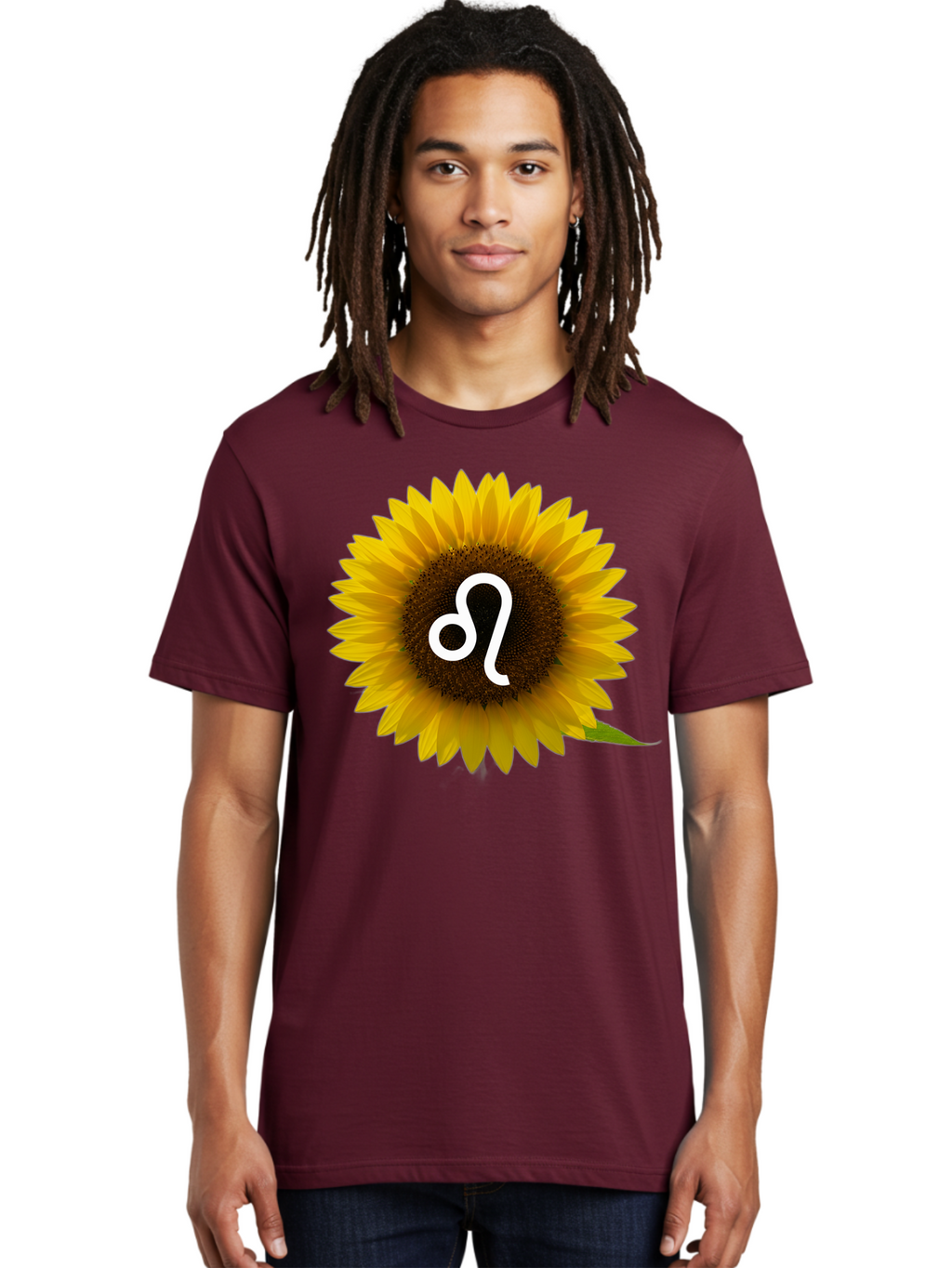 Cancer-Zodiac-Symbol-Sunflower Men'S Graphic Tee, 100% Cotton, Comfortable Casual Summer Wear, Machine Washable, Sunflower With Leo Zodiac Symbol, Astrology Sign, Horoscope, Floral Representation, Vibrant Yellow Petals, Symbolic Astrology, Bae143