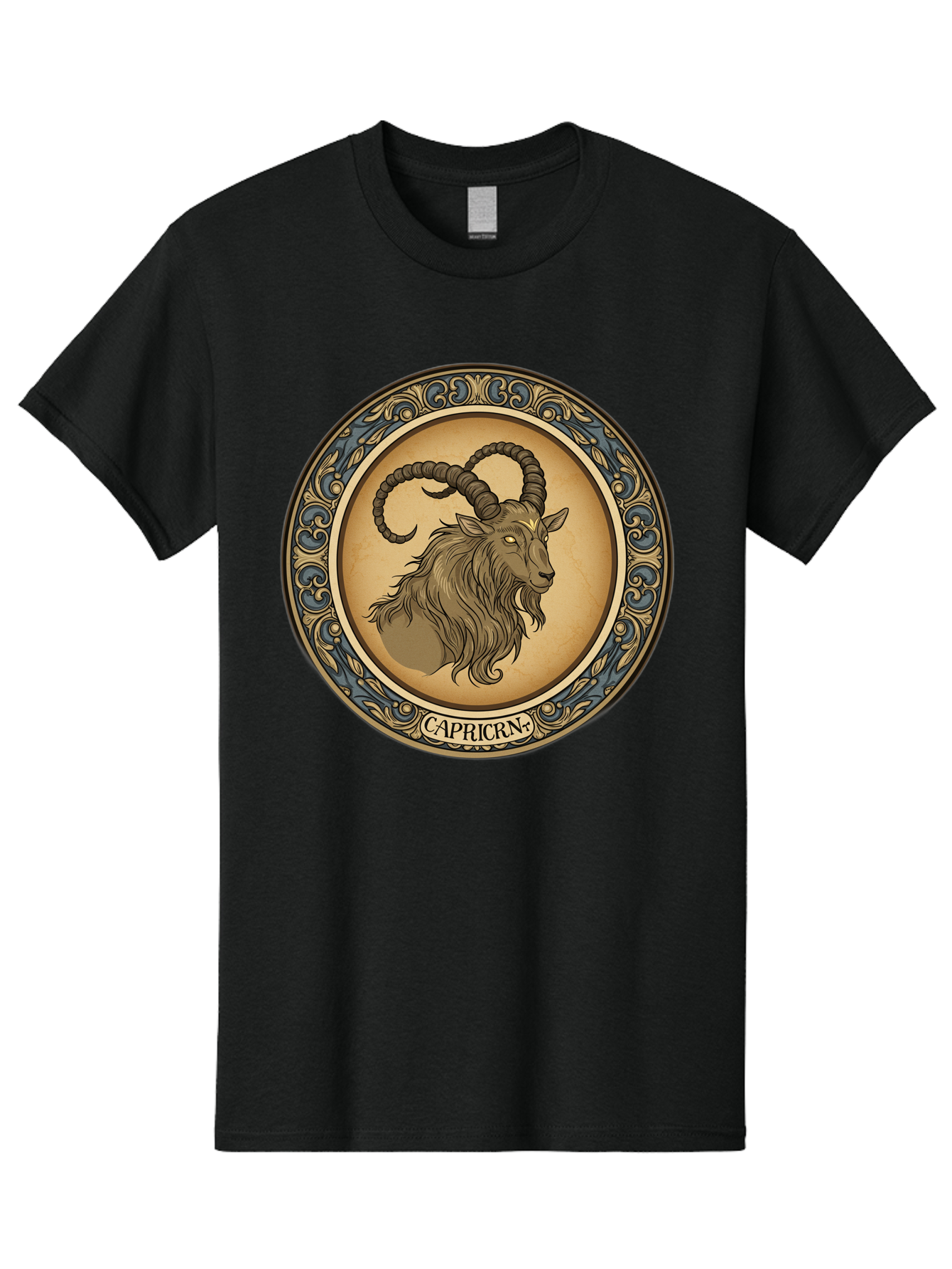Capricorn-1 Men'S Graphic Tee, 100% Cotton, Comfortable Casual Summer Wear, Machine Washable, Zodiac Sign, Goat Symbol, Horoscope Icon, Astrology, Capricorn Symbol, Goat Illustration, Mystical Signs, Decorative Frame, Astrological Signs Bae144