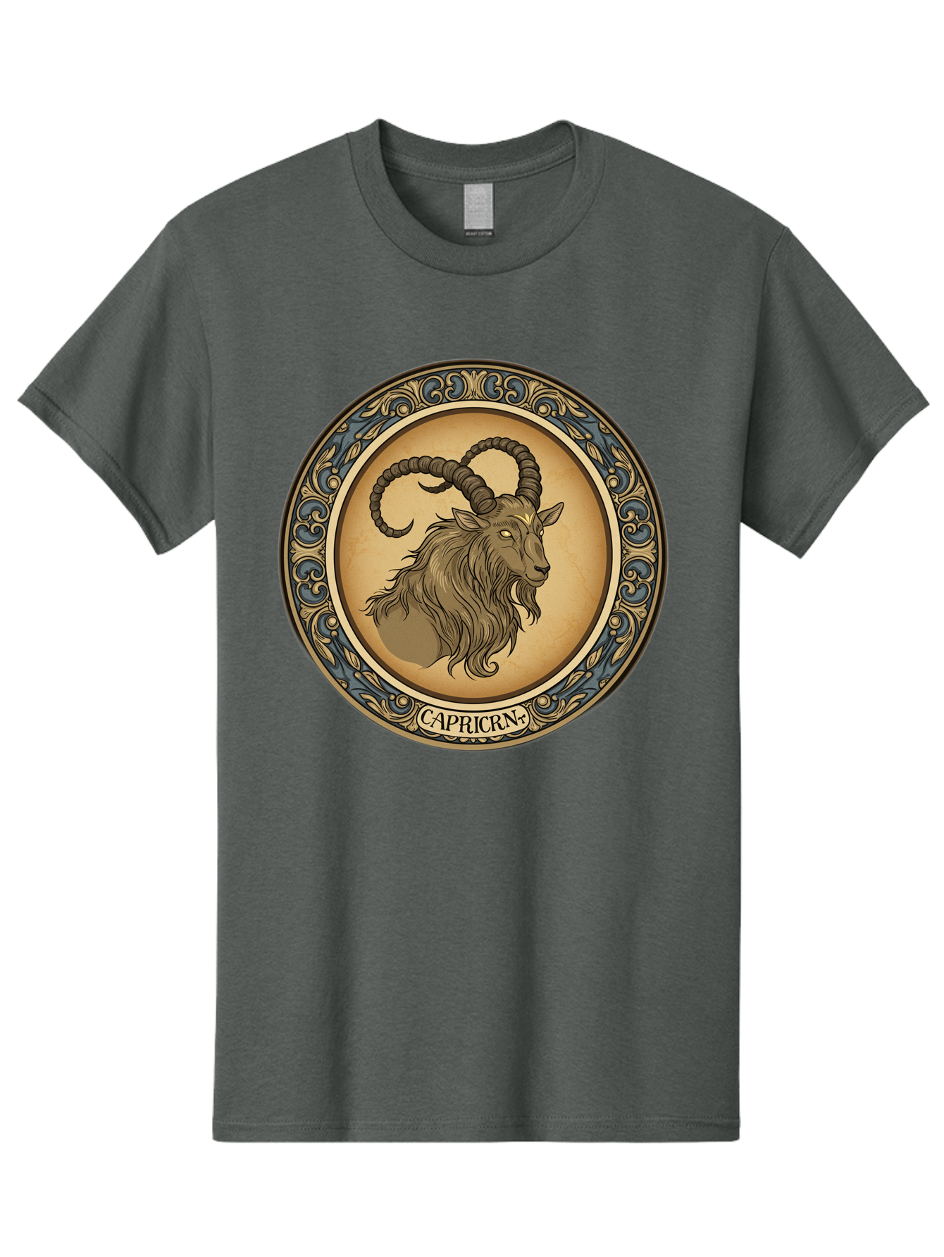 Capricorn-1 Men'S Graphic Tee, 100% Cotton, Comfortable Casual Summer Wear, Machine Washable, Zodiac Sign, Goat Symbol, Horoscope Icon, Astrology, Capricorn Symbol, Goat Illustration, Mystical Signs, Decorative Frame, Astrological Signs Bae144