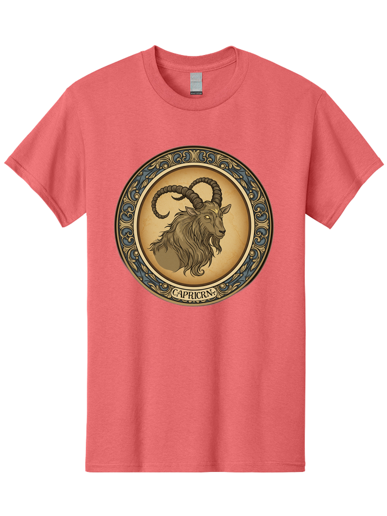 Capricorn-1 Men'S Graphic Tee, 100% Cotton, Comfortable Casual Summer Wear, Machine Washable, Zodiac Sign, Goat Symbol, Horoscope Icon, Astrology, Capricorn Symbol, Goat Illustration, Mystical Signs, Decorative Frame, Astrological Signs Bae144