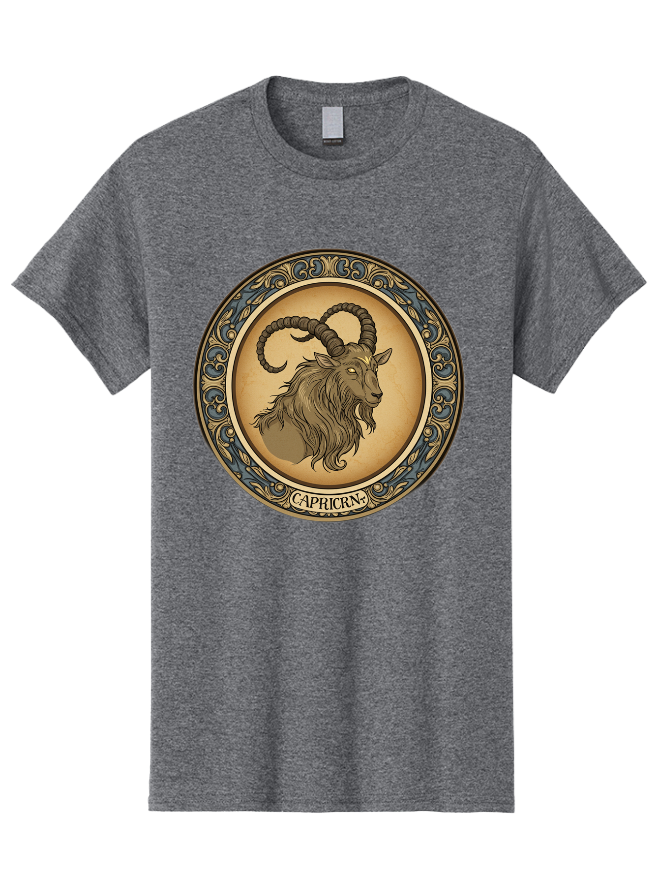 Capricorn-1 Men'S Graphic Tee, 100% Cotton, Comfortable Casual Summer Wear, Machine Washable, Zodiac Sign, Goat Symbol, Horoscope Icon, Astrology, Capricorn Symbol, Goat Illustration, Mystical Signs, Decorative Frame, Astrological Signs Bae144