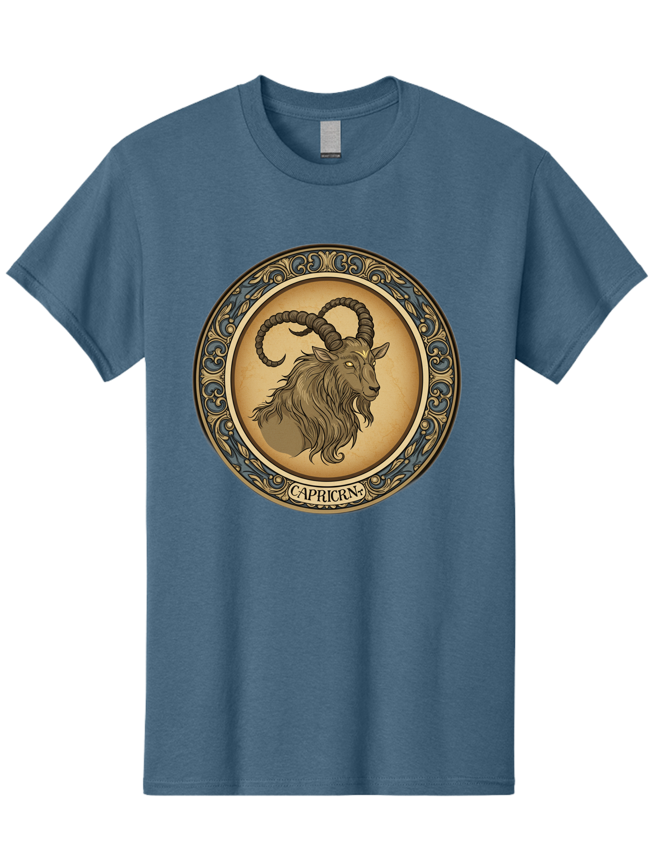 Capricorn-1 Men'S Graphic Tee, 100% Cotton, Comfortable Casual Summer Wear, Machine Washable, Zodiac Sign, Goat Symbol, Horoscope Icon, Astrology, Capricorn Symbol, Goat Illustration, Mystical Signs, Decorative Frame, Astrological Signs Bae144