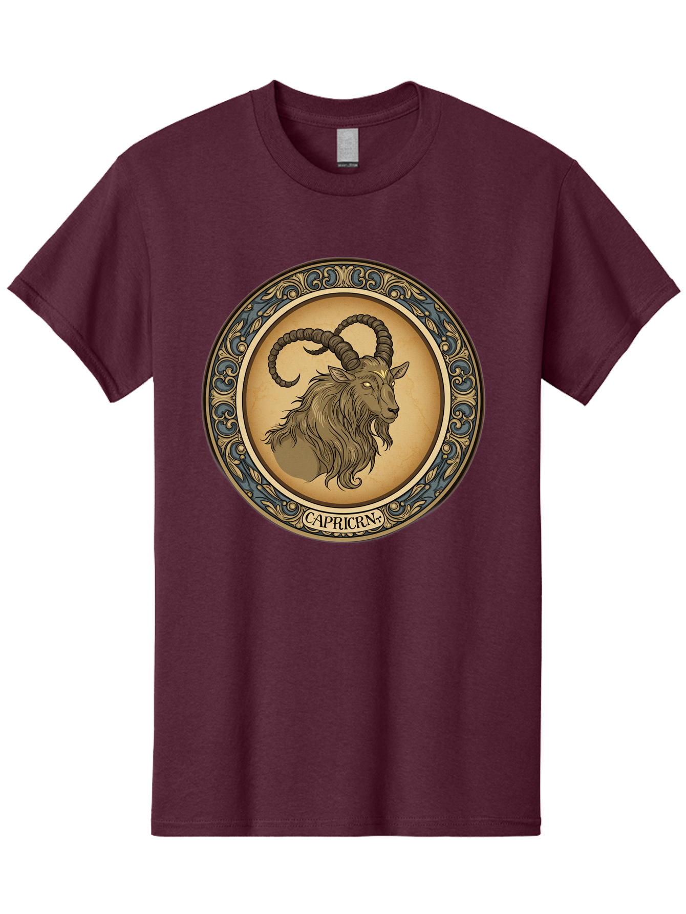 Capricorn-1 Men'S Graphic Tee, 100% Cotton, Comfortable Casual Summer Wear, Machine Washable, Zodiac Sign, Goat Symbol, Horoscope Icon, Astrology, Capricorn Symbol, Goat Illustration, Mystical Signs, Decorative Frame, Astrological Signs Bae144