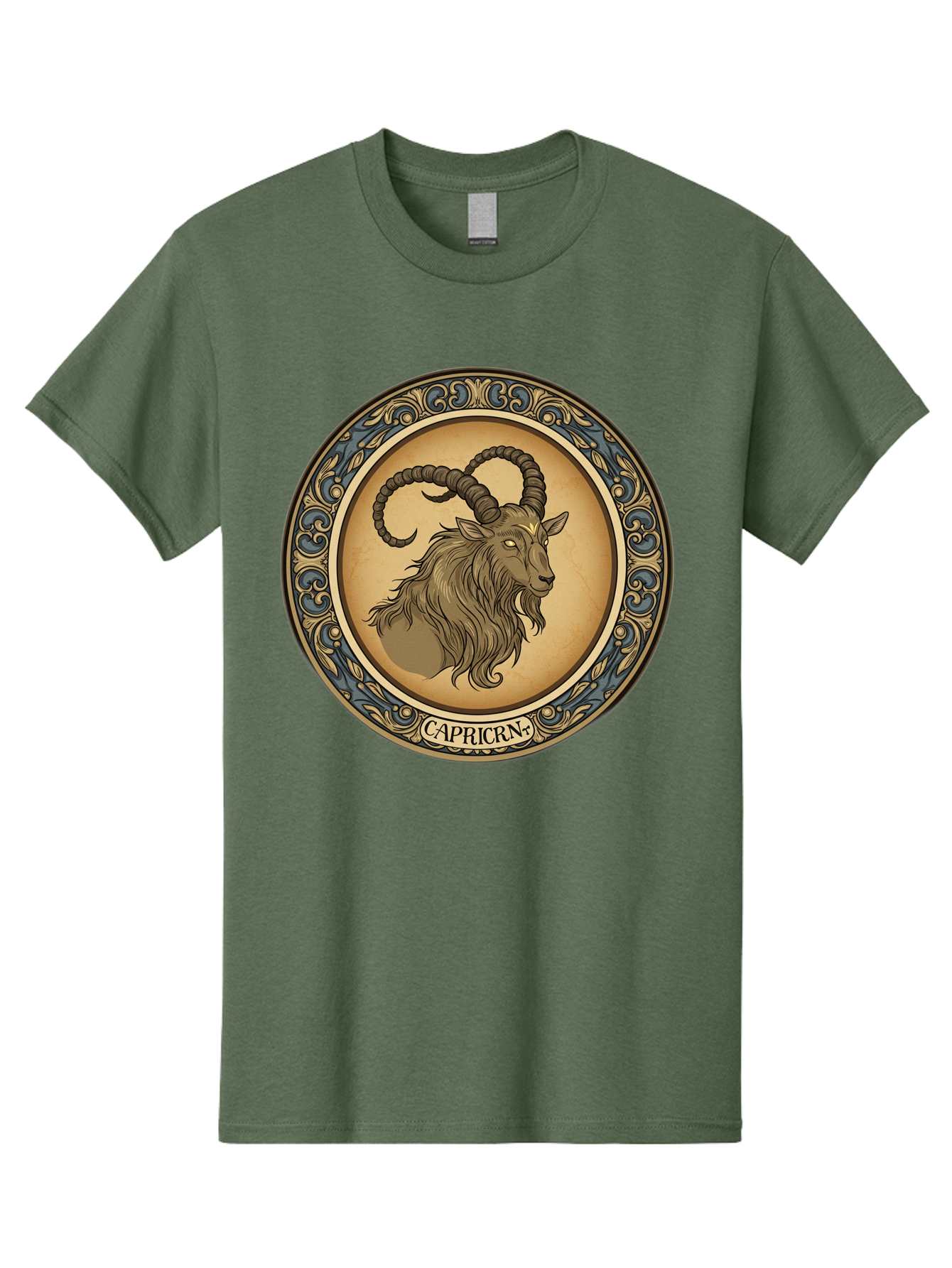 Capricorn-1 Men'S Graphic Tee, 100% Cotton, Comfortable Casual Summer Wear, Machine Washable, Zodiac Sign, Goat Symbol, Horoscope Icon, Astrology, Capricorn Symbol, Goat Illustration, Mystical Signs, Decorative Frame, Astrological Signs Bae144