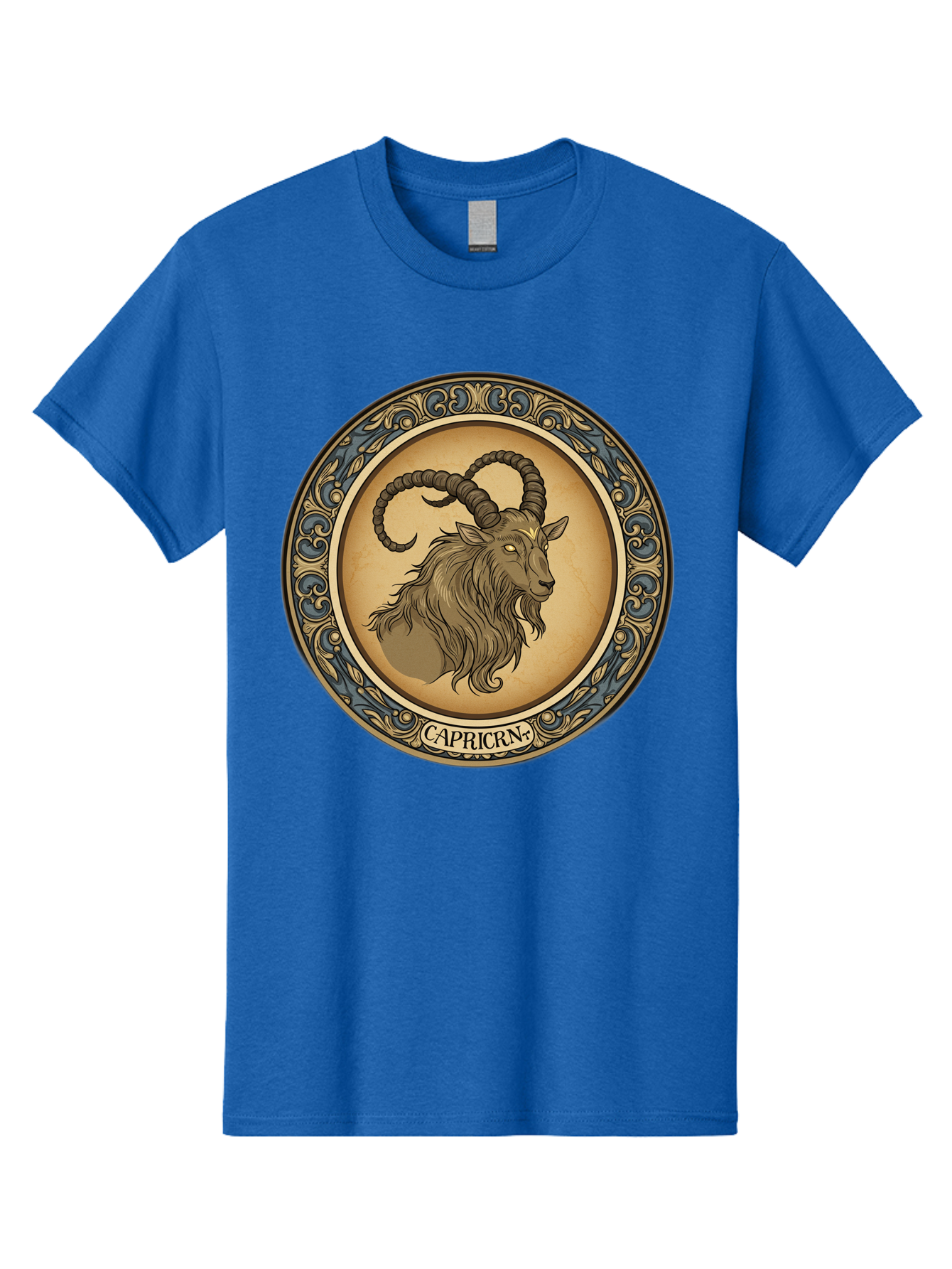 Capricorn-1 Men'S Graphic Tee, 100% Cotton, Comfortable Casual Summer Wear, Machine Washable, Zodiac Sign, Goat Symbol, Horoscope Icon, Astrology, Capricorn Symbol, Goat Illustration, Mystical Signs, Decorative Frame, Astrological Signs Bae144