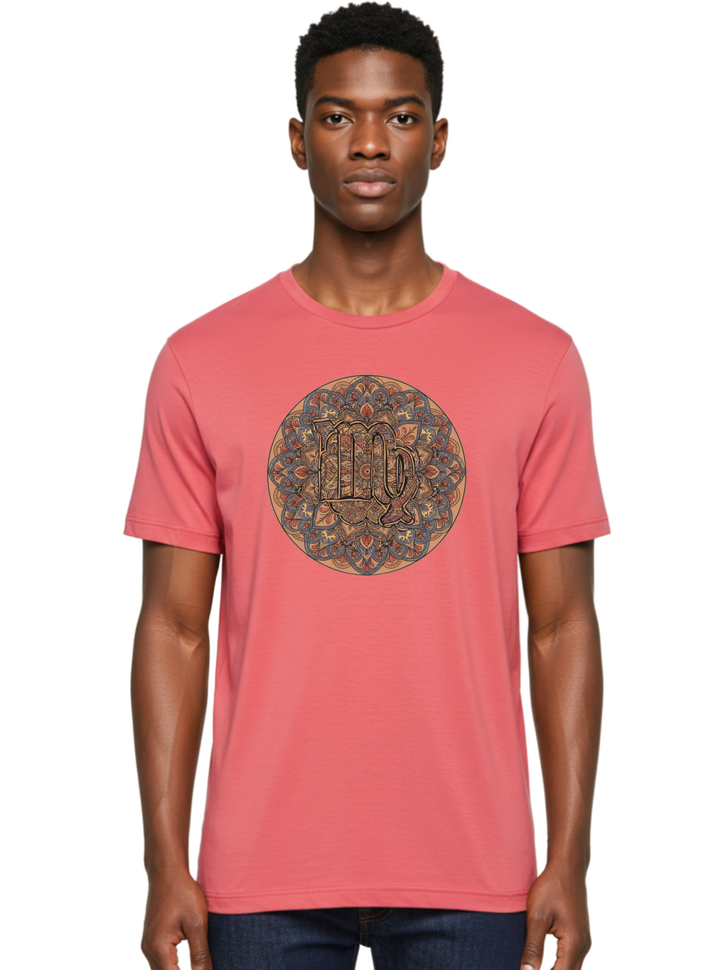 Capricorn-2 Men'S Graphic Tee, 100% Cotton, Comfortable Casual Summer Wear, Machine Washable, Capricorn Zodiac Sign, Intricate Mandala Design, Symbol Of Ambition, Earthy Tones, Mystical Patterns, Astrology Art, Spiritual Symbolism, Bae145