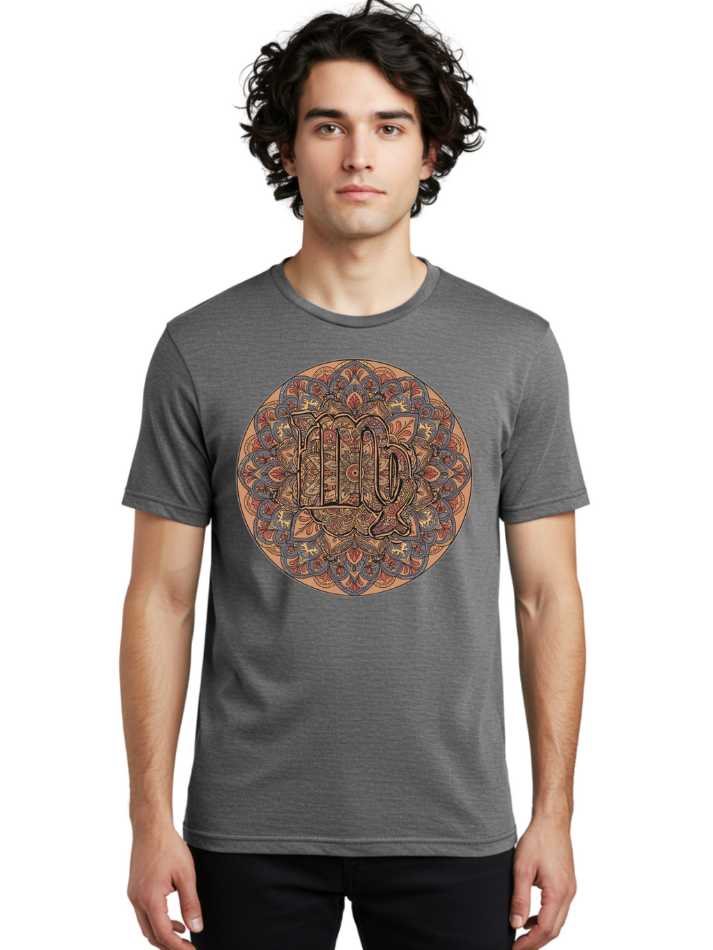 Capricorn-2 Men'S Graphic Tee, 100% Cotton, Comfortable Casual Summer Wear, Machine Washable, Capricorn Zodiac Sign, Intricate Mandala Design, Symbol Of Ambition, Earthy Tones, Mystical Patterns, Astrology Art, Spiritual Symbolism, Bae145