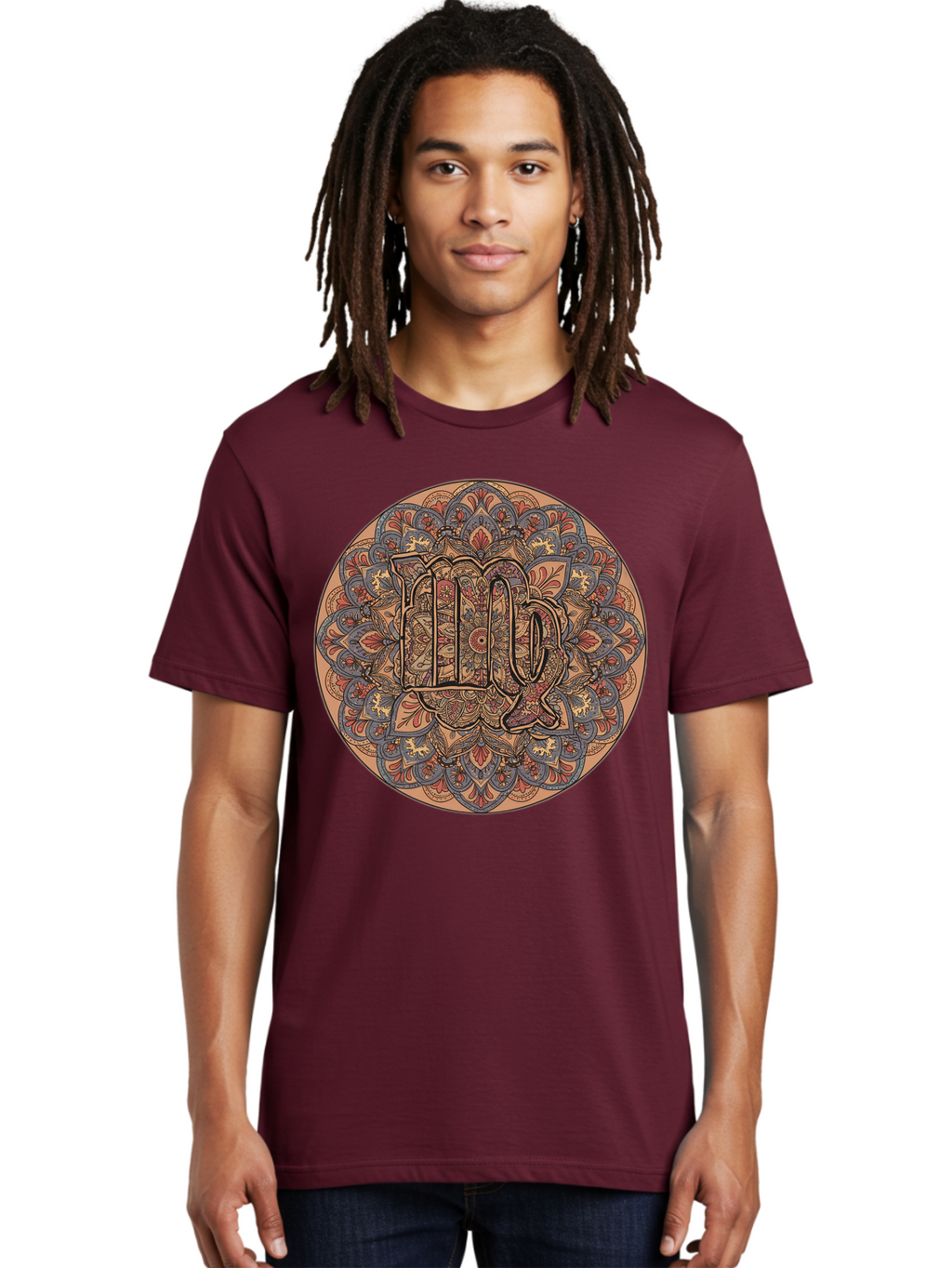 Capricorn-2 Men'S Graphic Tee, 100% Cotton, Comfortable Casual Summer Wear, Machine Washable, Capricorn Zodiac Sign, Intricate Mandala Design, Symbol Of Ambition, Earthy Tones, Mystical Patterns, Astrology Art, Spiritual Symbolism, Bae145