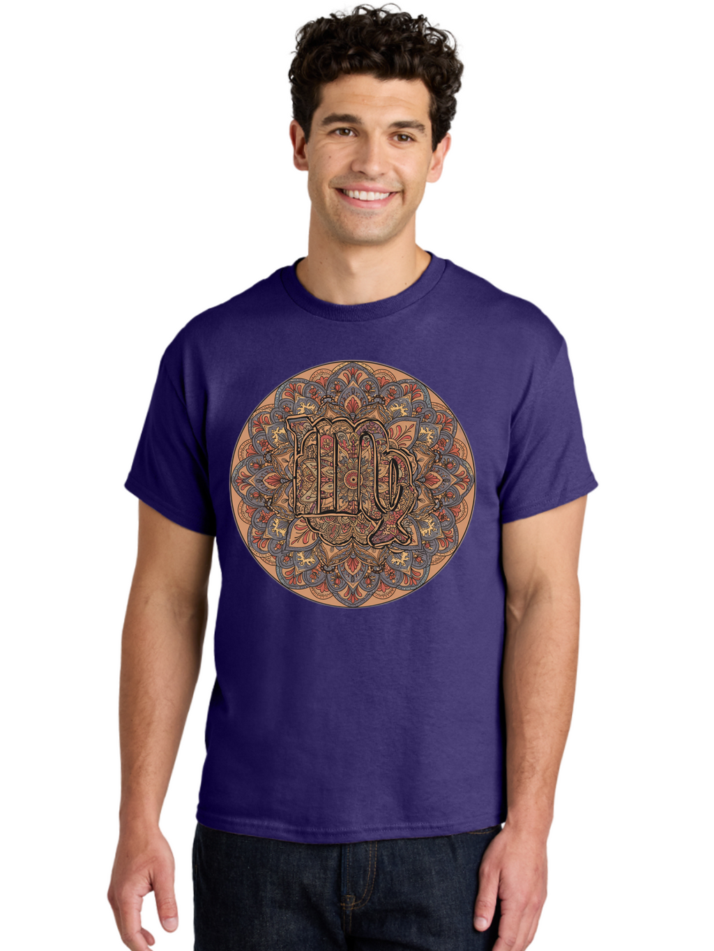Capricorn-2 Men'S Graphic Tee, 100% Cotton, Comfortable Casual Summer Wear, Machine Washable, Capricorn Zodiac Sign, Intricate Mandala Design, Symbol Of Ambition, Earthy Tones, Mystical Patterns, Astrology Art, Spiritual Symbolism, Bae145