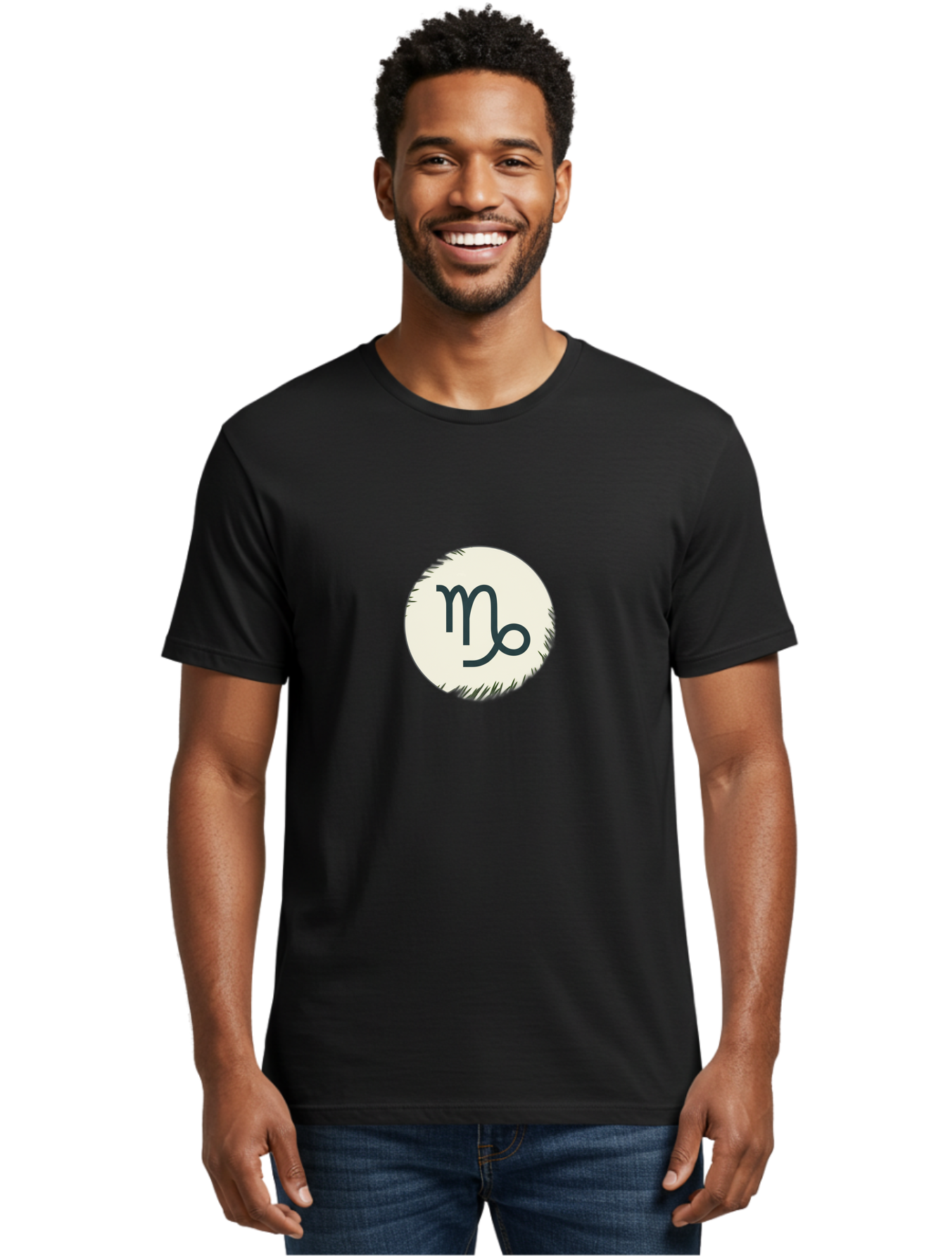 Capricorn-Symbol Men'S Graphic Tee, 100% Cotton, Comfortable Casual Summer Wear, Machine Washable, Capricorn Symbol, Zodiac Sign, Astrology, Star Sign, Horoscope, Mystical Symbols, Esoteric Art, Zodiac Wheel, Mystical Themes Bae147