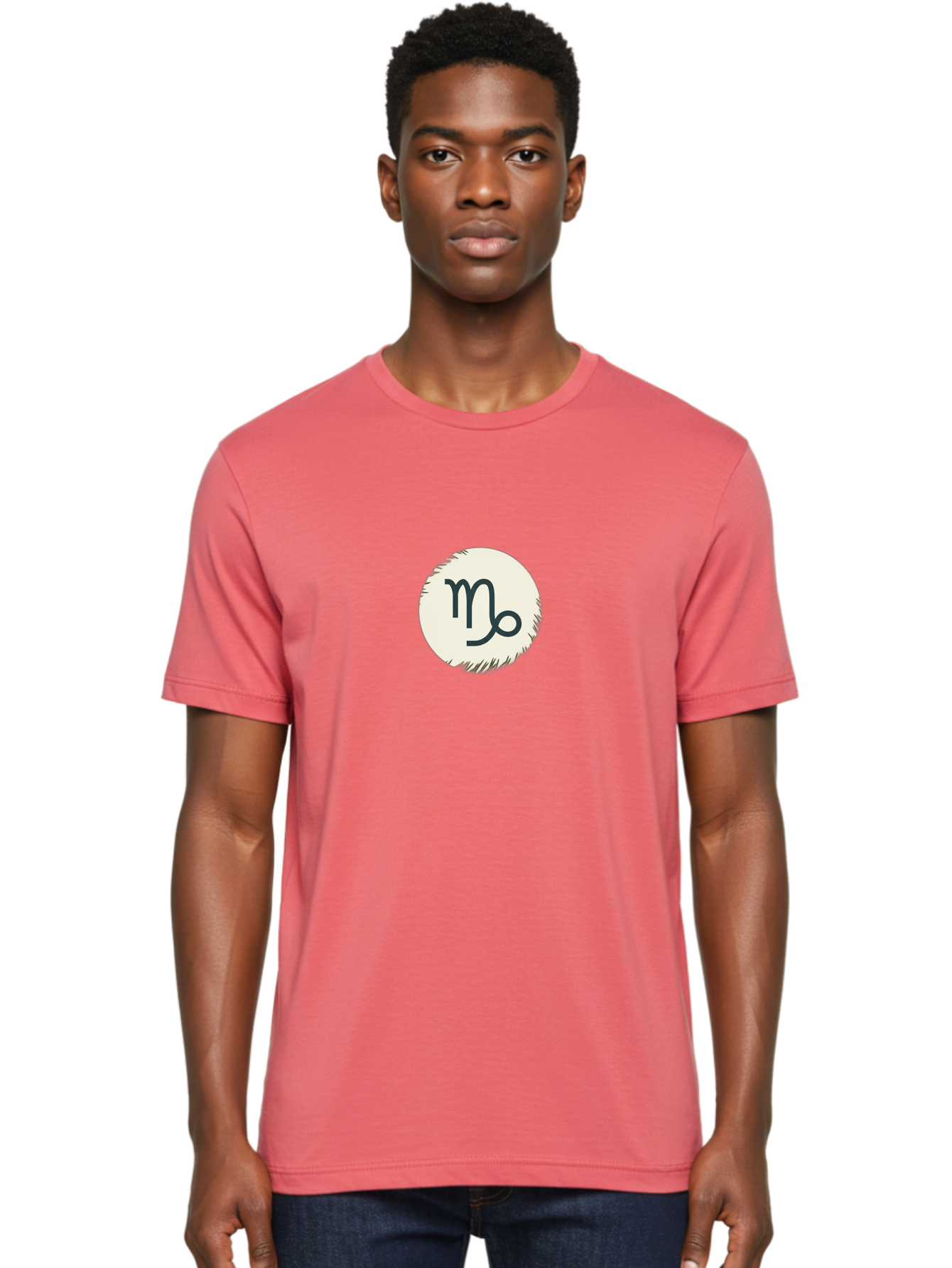 Capricorn-Symbol Men'S Graphic Tee, 100% Cotton, Comfortable Casual Summer Wear, Machine Washable, Capricorn Symbol, Zodiac Sign, Astrology, Star Sign, Horoscope, Mystical Symbols, Esoteric Art, Zodiac Wheel, Mystical Themes Bae147