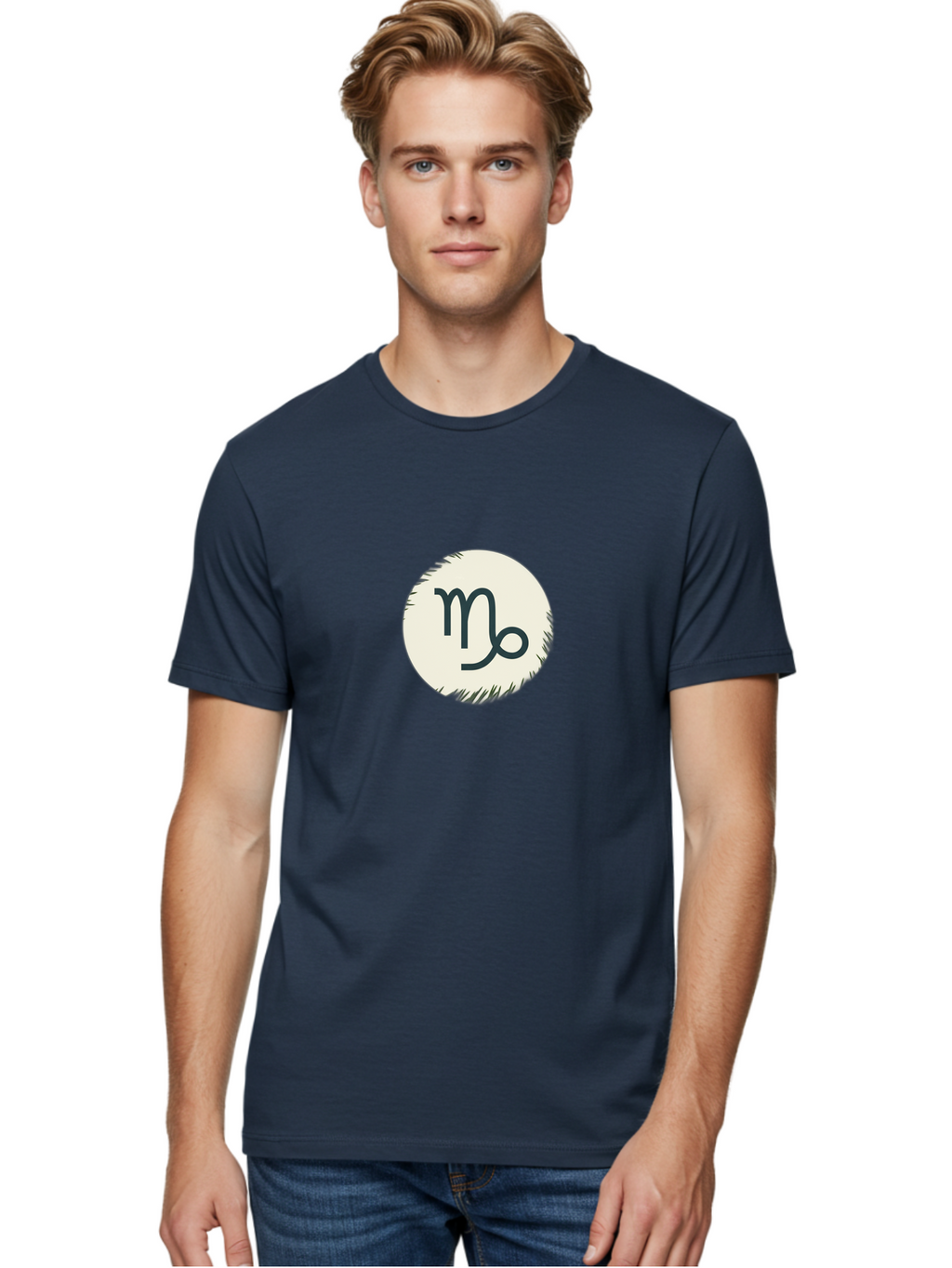 Capricorn-Symbol Men'S Graphic Tee, 100% Cotton, Comfortable Casual Summer Wear, Machine Washable, Capricorn Symbol, Zodiac Sign, Astrology, Star Sign, Horoscope, Mystical Symbols, Esoteric Art, Zodiac Wheel, Mystical Themes Bae147