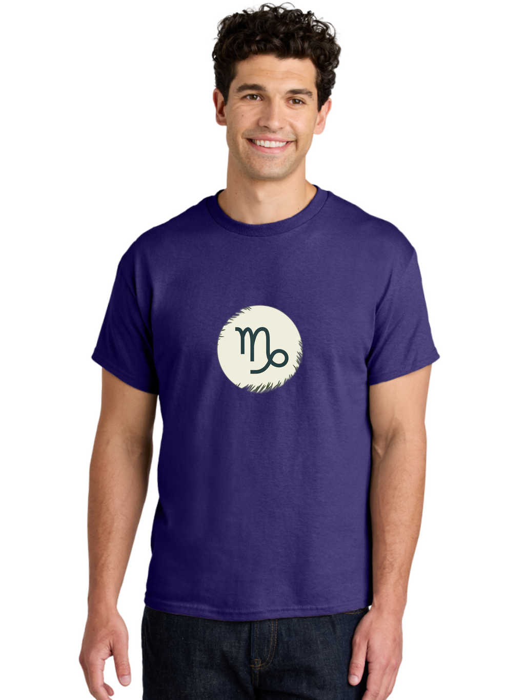 Capricorn-Symbol Men'S Graphic Tee, 100% Cotton, Comfortable Casual Summer Wear, Machine Washable, Capricorn Symbol, Zodiac Sign, Astrology, Star Sign, Horoscope, Mystical Symbols, Esoteric Art, Zodiac Wheel, Mystical Themes Bae147