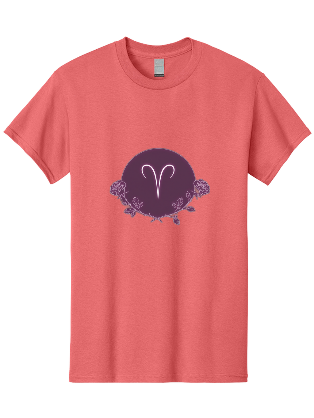 Capricorn Men'S Graphic Tee, 100% Cotton, Comfortable Casual Summer Wear, Machine Washable, Capricorn Symbol, Astrological Sign, Zodiac Wheel, Purple Circle Design, Roses And Leaves, Mystic Symbols, Esoteric Theme, Horoscope Illustration, Bae148
