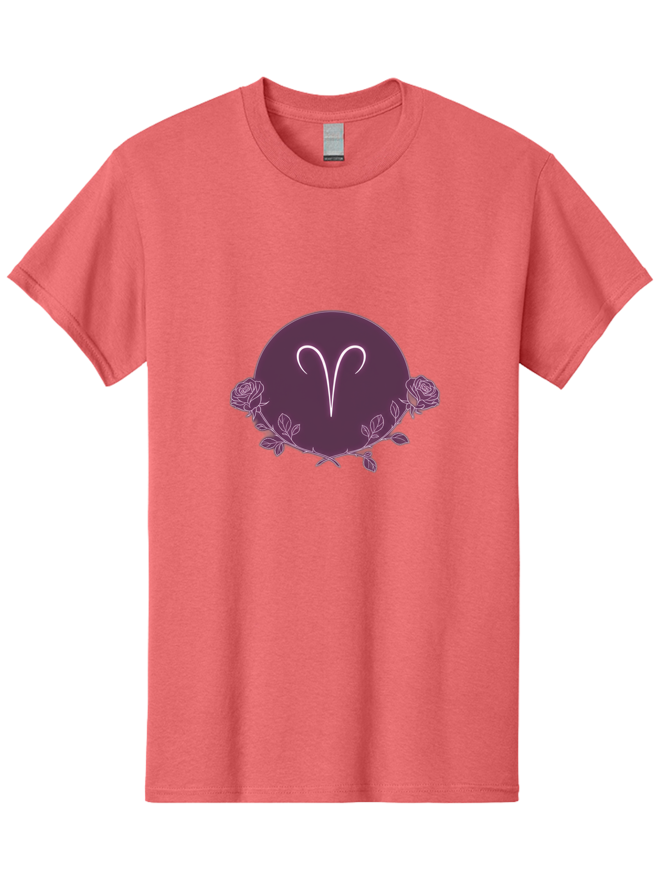 Capricorn Men'S Graphic Tee, 100% Cotton, Comfortable Casual Summer Wear, Machine Washable, Capricorn Symbol, Astrological Sign, Zodiac Wheel, Purple Circle Design, Roses And Leaves, Mystic Symbols, Esoteric Theme, Horoscope Illustration, Bae148