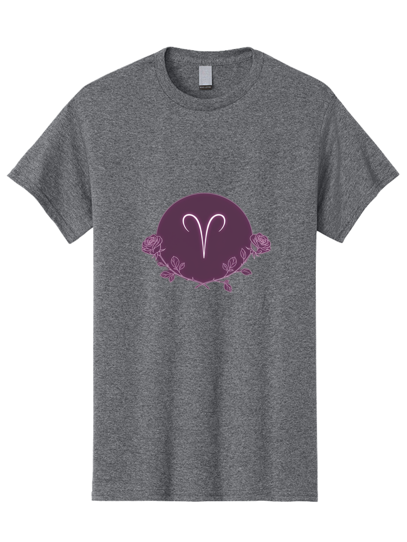 Capricorn Men'S Graphic Tee, 100% Cotton, Comfortable Casual Summer Wear, Machine Washable, Capricorn Symbol, Astrological Sign, Zodiac Wheel, Purple Circle Design, Roses And Leaves, Mystic Symbols, Esoteric Theme, Horoscope Illustration, Bae148