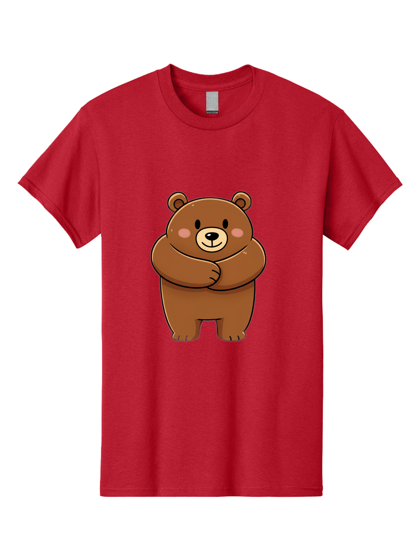 Cartoon-Bear Men'S Graphic Tee, 100% Cotton, Comfortable Casual Summer Wear, Machine Washable, Kawaii Bear, Cartoon Bear, Adorable Bear, Brown Bear, Cute Animal, Funny Character, Playful Bear, Charming Creature, Cuddly Bear, Sweet Bear Bae149