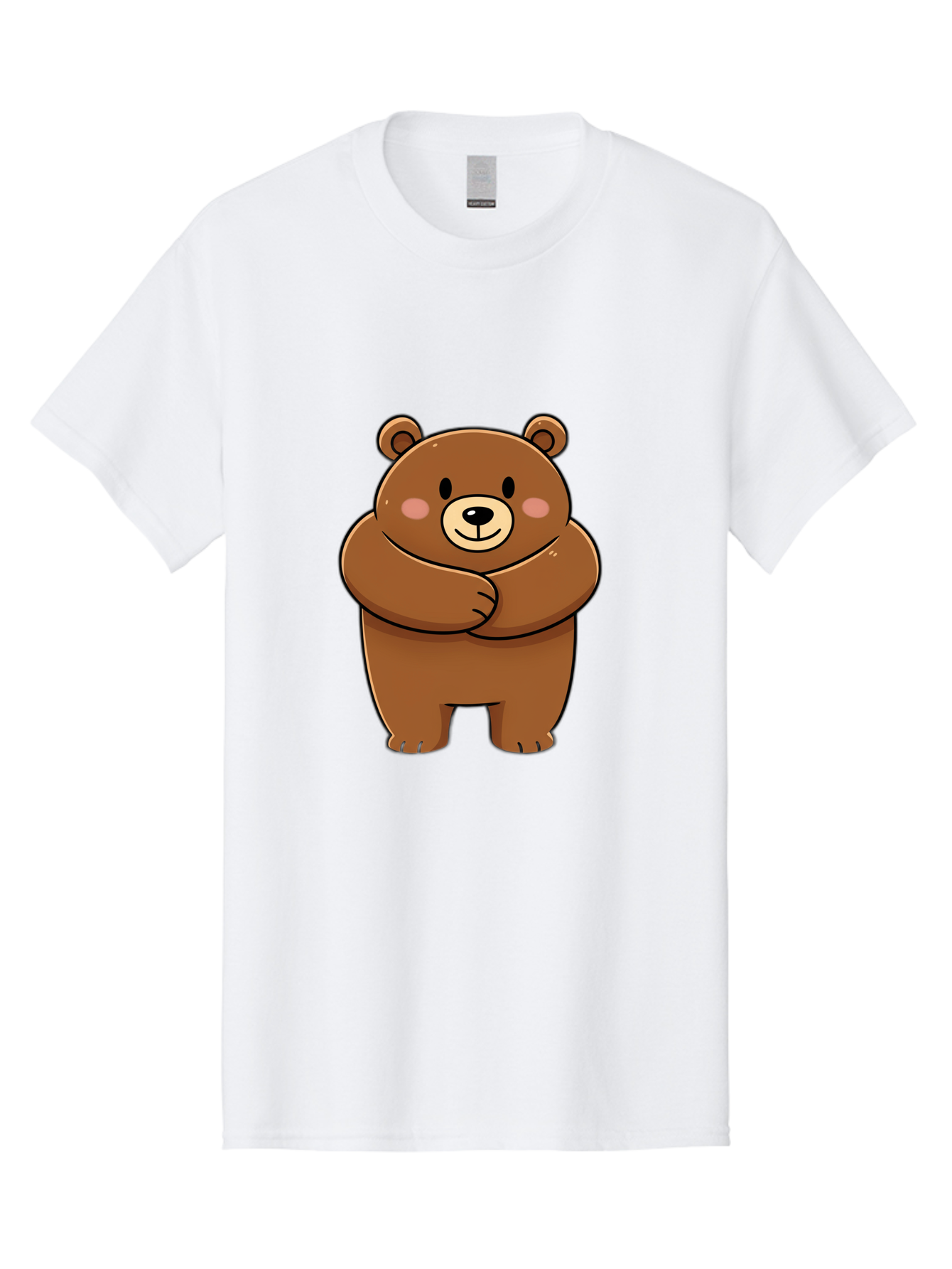 Cartoon-Bear Men'S Graphic Tee, 100% Cotton, Comfortable Casual Summer Wear, Machine Washable, Kawaii Bear, Cartoon Bear, Adorable Bear, Brown Bear, Cute Animal, Funny Character, Playful Bear, Charming Creature, Cuddly Bear, Sweet Bear Bae149
