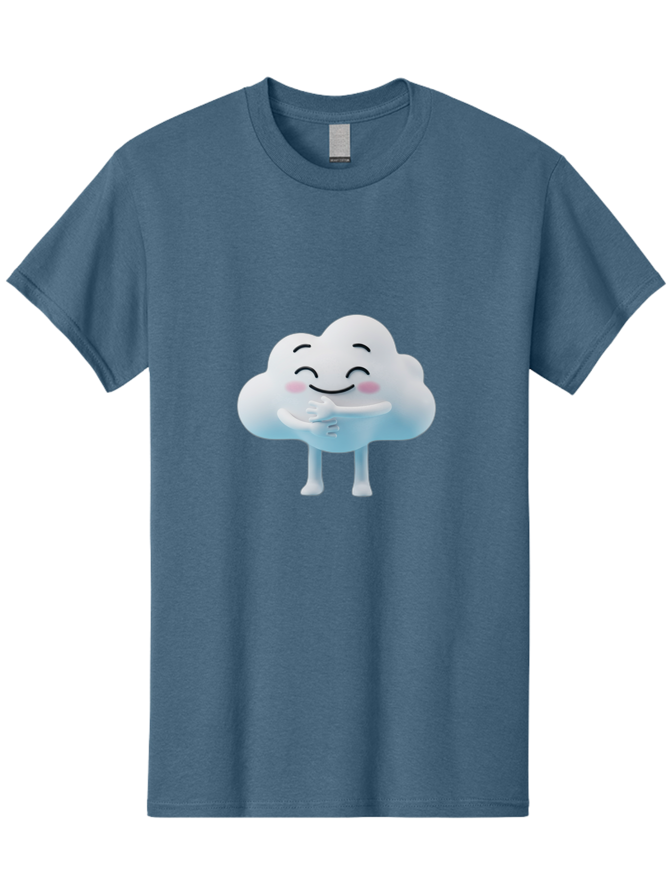Cloud-Character-1 Men'S Graphic Tee, 100% Cotton, Comfortable Casual Summer Wear, Machine Washable, Happy Cloud, Smiling Face, Thumbs Up, Cute Character, Cartoon Style, Friendly Atmosphere, Positive Vibe, Cloud With Legs, Rosy Cheeks Bae151