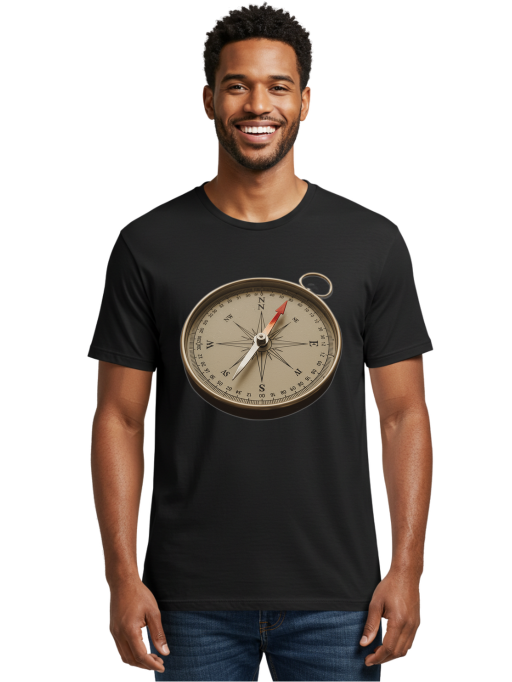 Compass Men'S Graphic Tee, 100% Cotton, Comfortable Casual Summer Wear, Machine Washable, Vintage Compass, Navigation Tool, Direction Finder, Cartography, Exploration, Travel, Orienteering, Compass Rose, Navigation Aid Bae155
