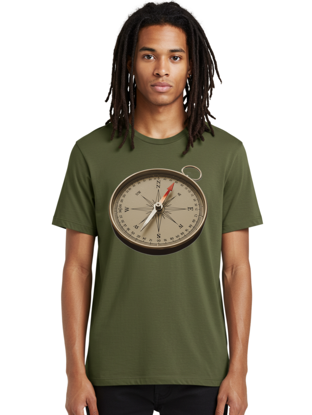 Compass Men'S Graphic Tee, 100% Cotton, Comfortable Casual Summer Wear, Machine Washable, Vintage Compass, Navigation Tool, Direction Finder, Cartography, Exploration, Travel, Orienteering, Compass Rose, Navigation Aid Bae155