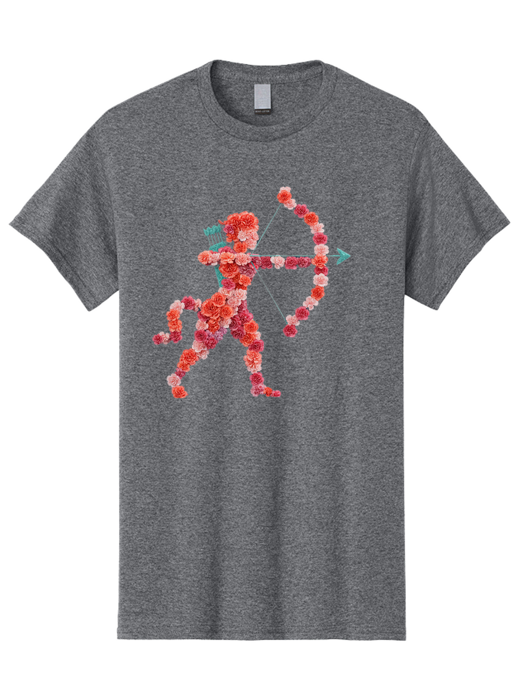 Cupid Men'S Graphic Tee, 100% Cotton, Comfortable Casual Summer Wear, Machine Washable, Cupid Made Of Flowers, Floral Art, Cute Cupid, Flower Power, Love Symbol, Valentine'S Day, Romance, Bow And Arrow, Pink Roses Bae168