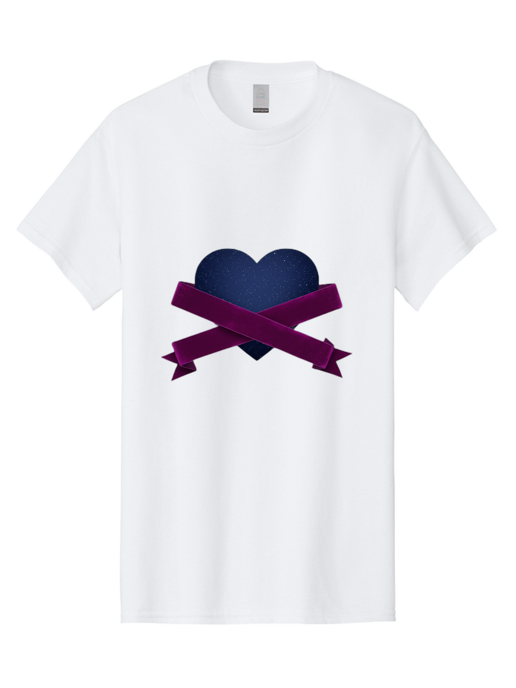 Dark-Heart-With-Ribbon Men'S Graphic Tee, 100% Cotton, Comfortable Casual Summer Wear, Machine Washable, Dark Heart, Purple Ribbon, Heart Shape, Velvet Texture, Symbol Of Love, Mourning Symbol, Grunge Style, Edgy Aesthetic, Dark Romance Bae173