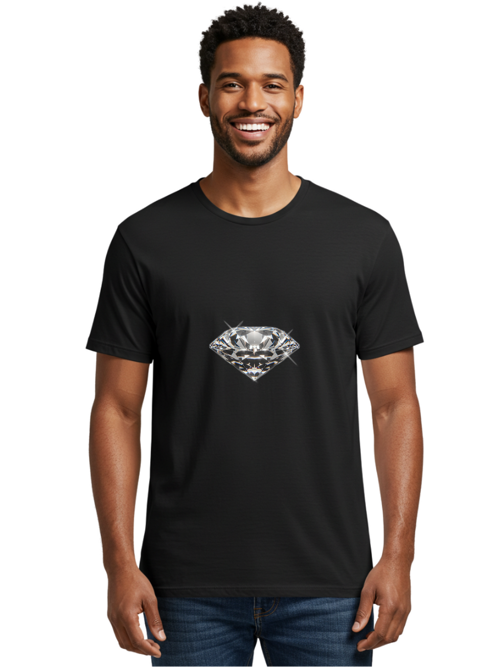 Diamond Men'S Graphic Tee, 100% Cotton, Comfortable Casual Summer Wear, Machine Washable, Diamond, Luxury Jewelry, Precious Stone, Sparkling Gem, Brilliant Cut, Crystal Clear, Radiant Shine, Elegant Design Bae174