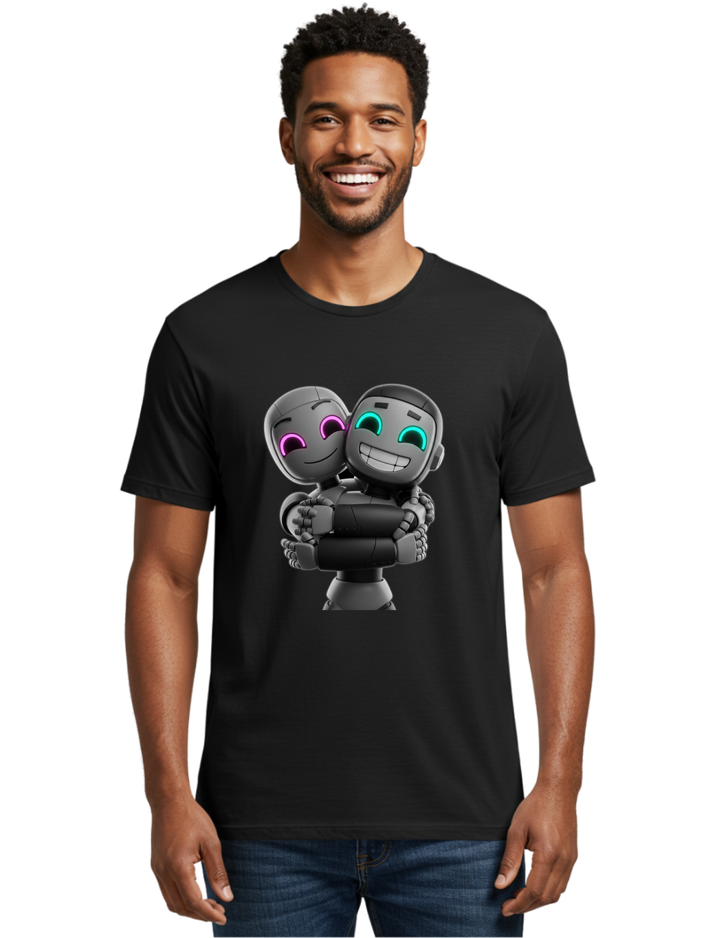 Gemini Men'S Graphic Tee, 100% Cotton, Comfortable Casual Summer Wear, Machine Washable, Ai Robots, Robot Friendship, Digital Companions, Futuristic Technology, Robotic Love, Innovative Design, Artificial Intelligence, Modern Robotics, Bae187